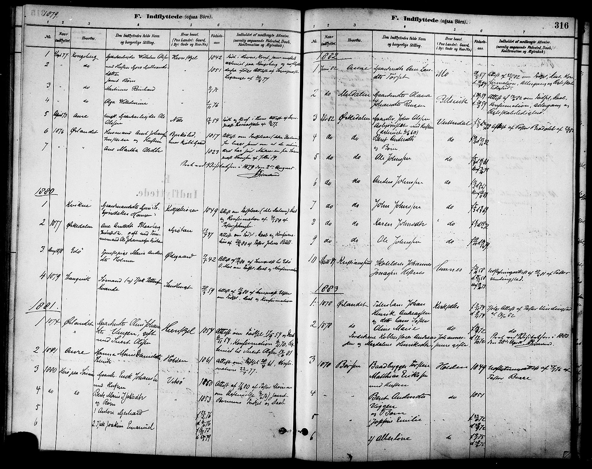 Ministerialprotokoller, klokkerbøker og fødselsregistre - Sør-Trøndelag, SAT/A-1456/630/L0496: Parish register (official) no. 630A09, 1879-1895, p. 316