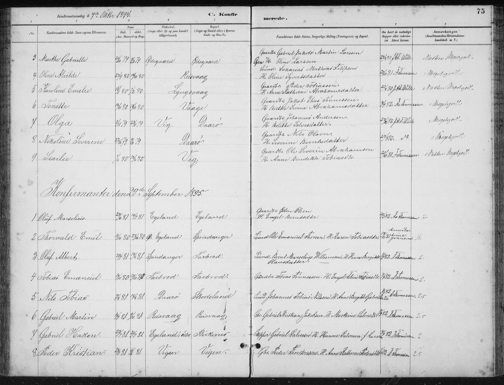 Herad sokneprestkontor, SAK/1111-0018/F/Fb/Fbb/L0004: Parish register (copy) no. B 4, 1890-1935, p. 75