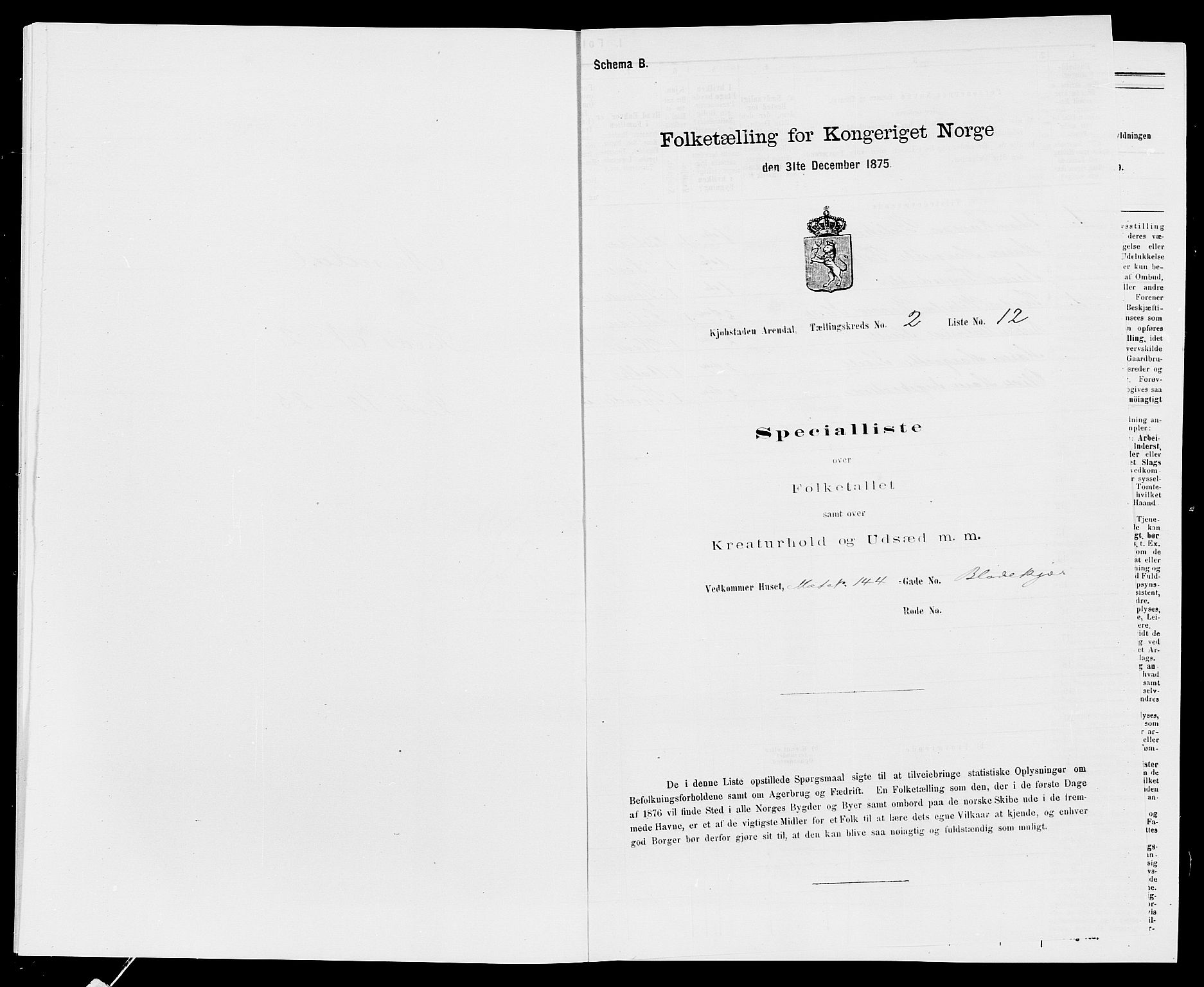 SAK, 1875 census for 0903P Arendal, 1875, p. 34