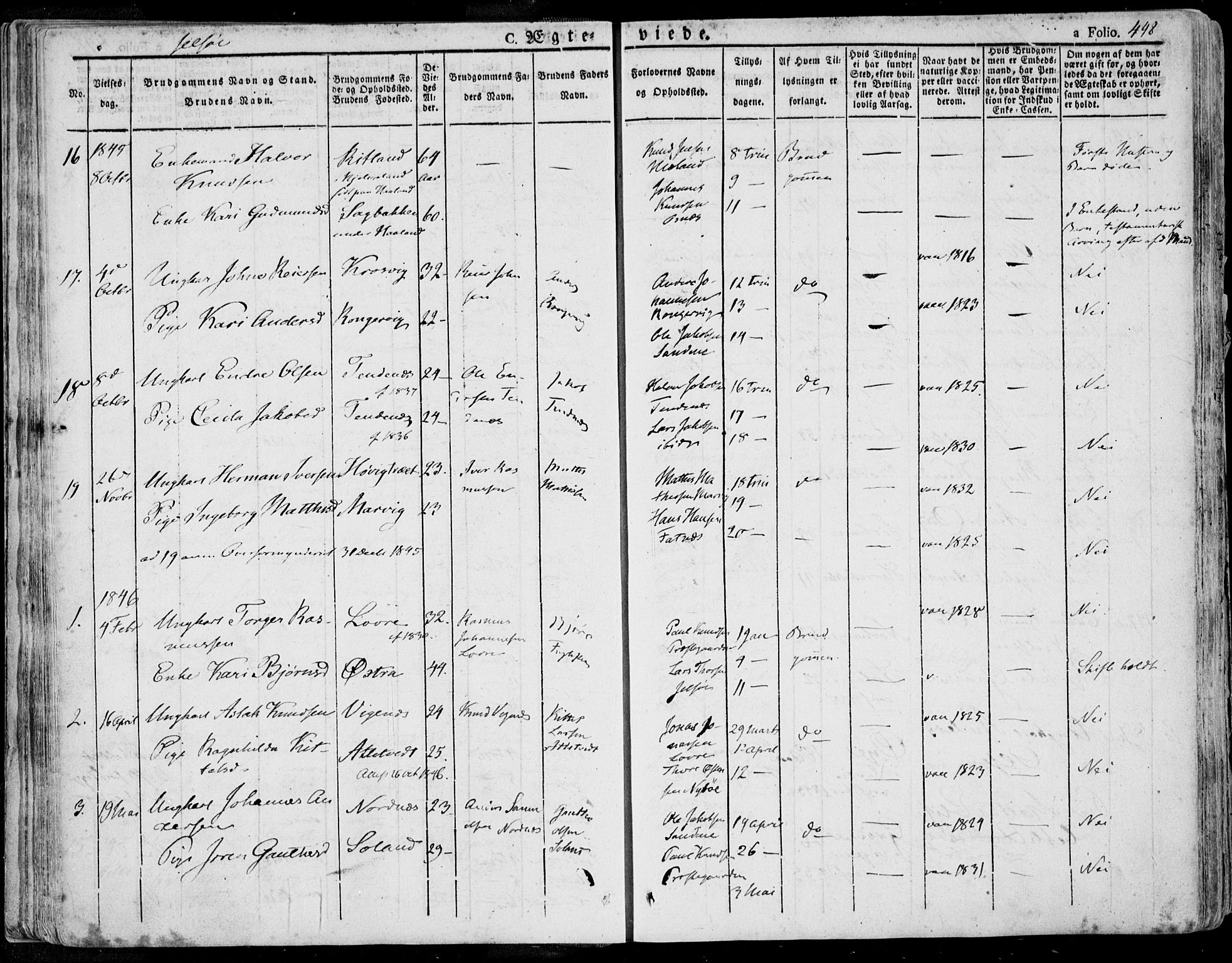 Jelsa sokneprestkontor, SAST/A-101842/01/IV: Parish register (official) no. A 6.2, 1828-1853, p. 448