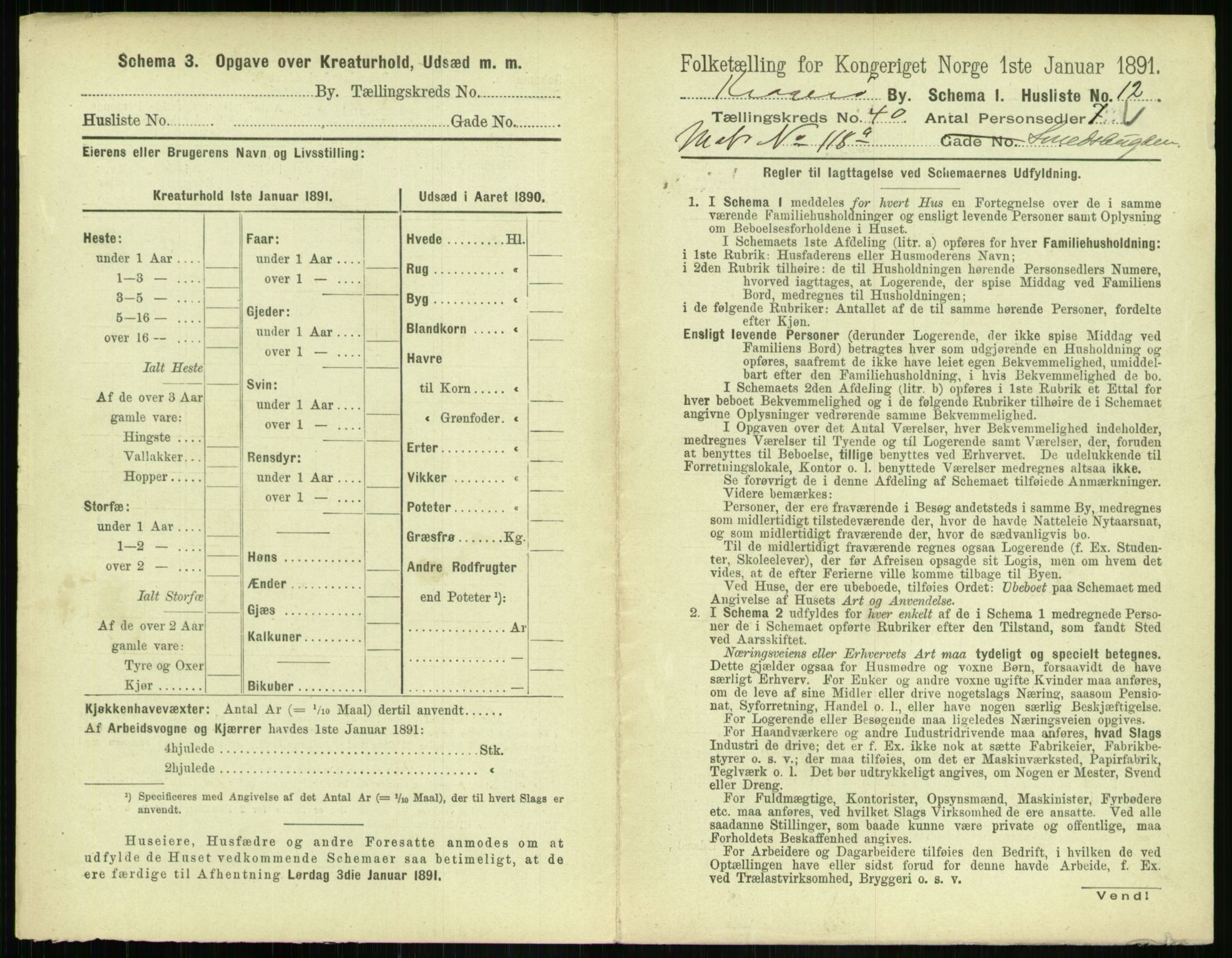 RA, 1891 census for 0801 Kragerø, 1891, p. 1650