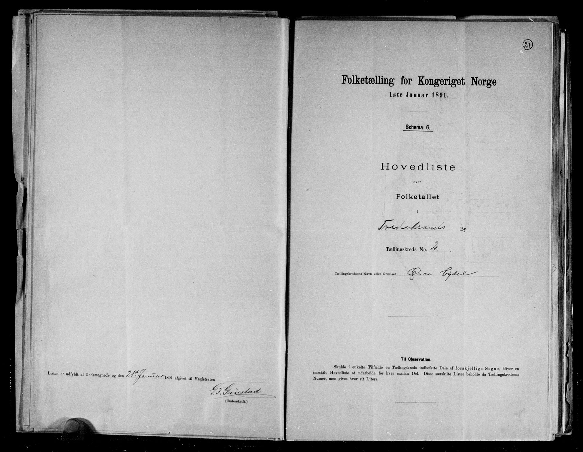 RA, 1891 census for 0902 Tvedestrand, 1891, p. 9
