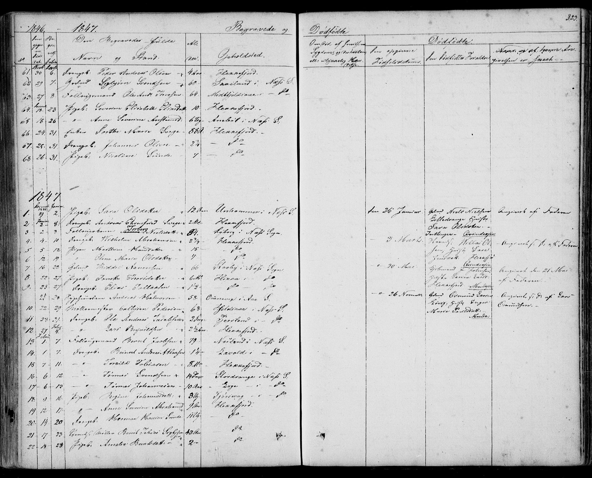 Flekkefjord sokneprestkontor, AV/SAK-1111-0012/F/Fb/Fbc/L0005: Parish register (copy) no. B 5, 1846-1866, p. 323