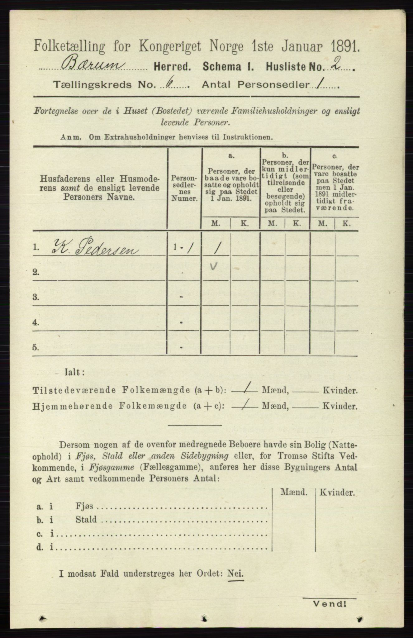 RA, 1891 census for 0219 Bærum, 1891, p. 3422