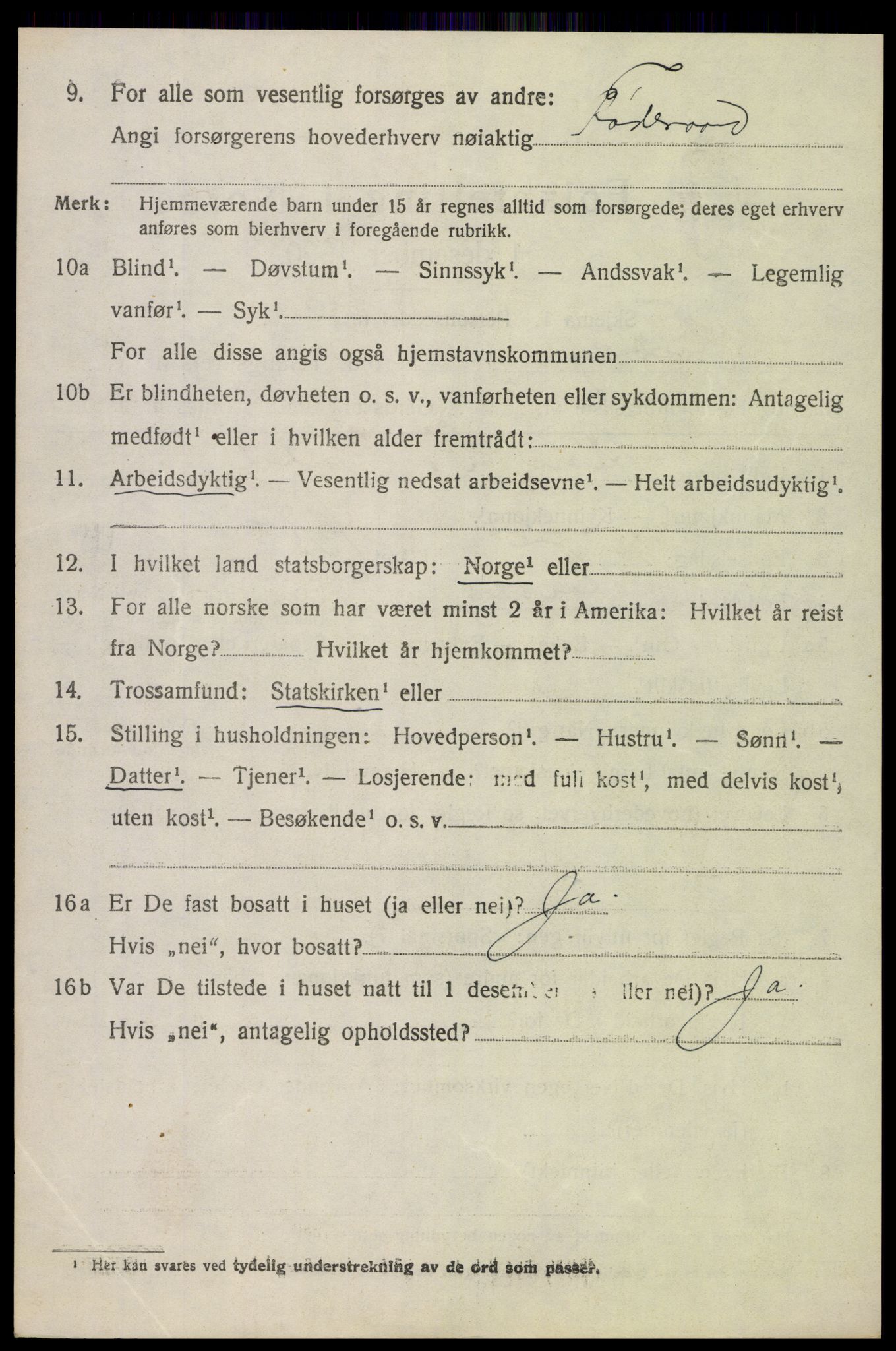 SAH, 1920 census for Fåberg, 1920, p. 15019