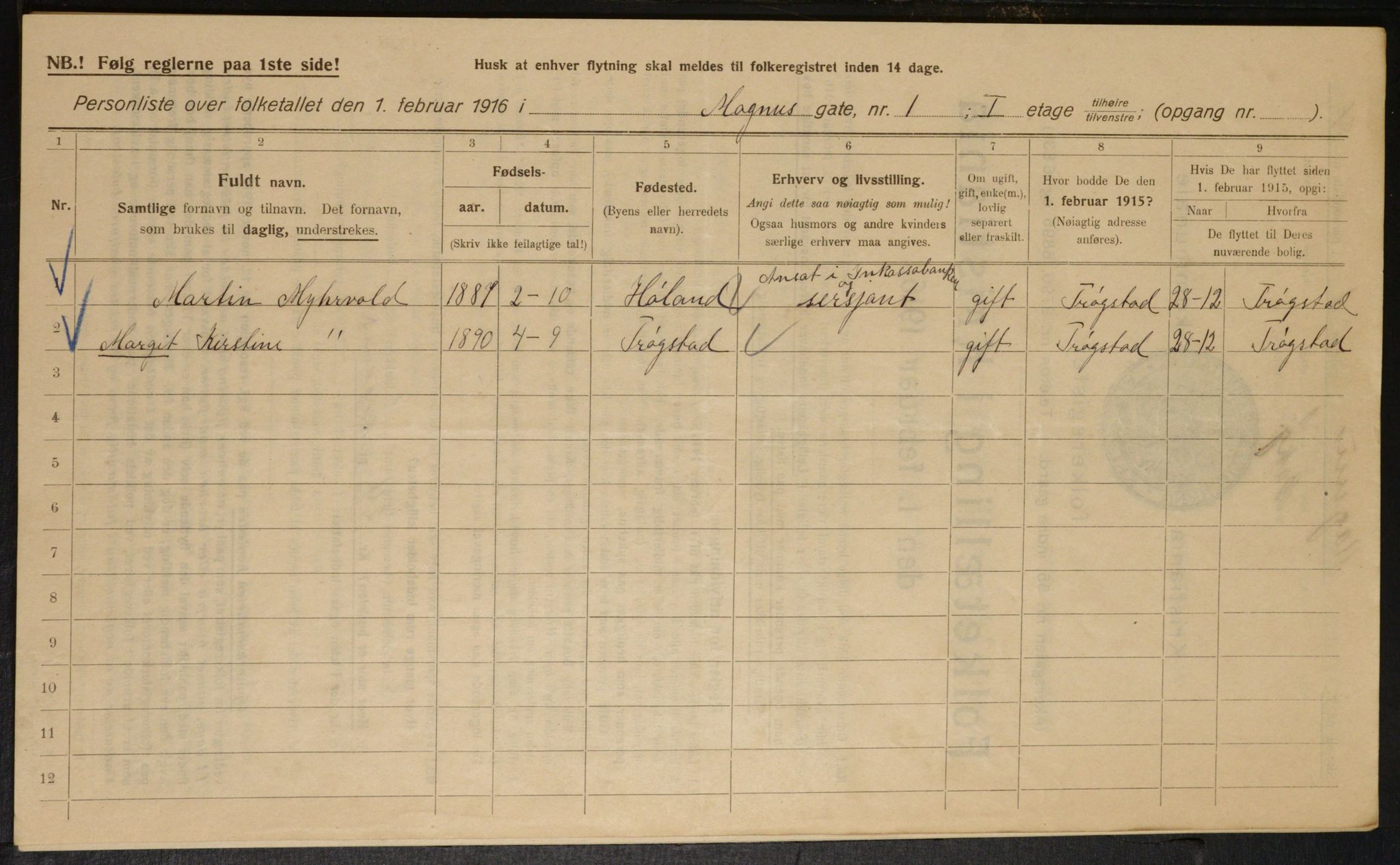 OBA, Municipal Census 1916 for Kristiania, 1916, p. 60559