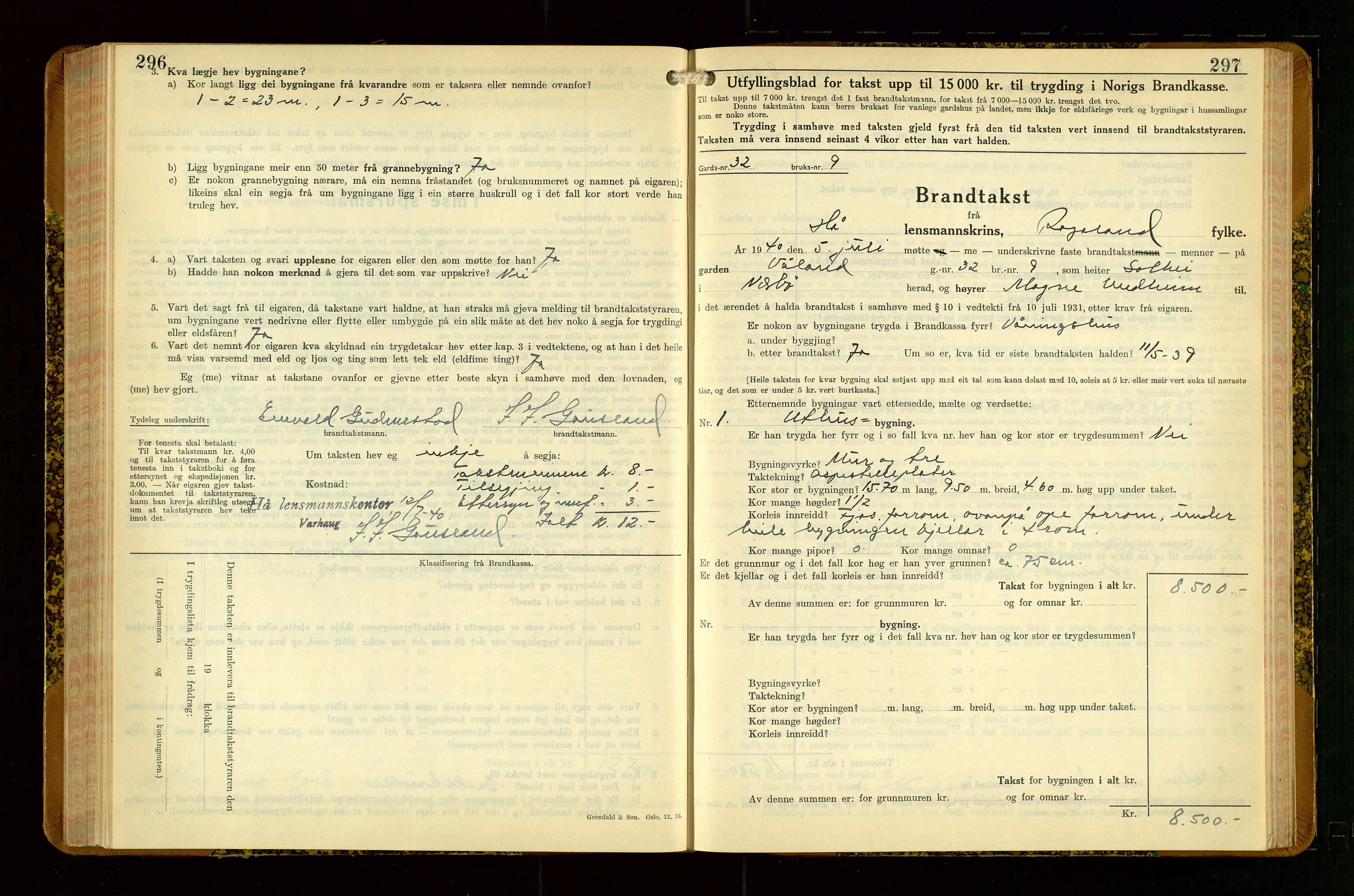 Hå lensmannskontor, AV/SAST-A-100456/Goa/L0007: Takstprotokoll (skjema), 1938-1949, p. 296-297