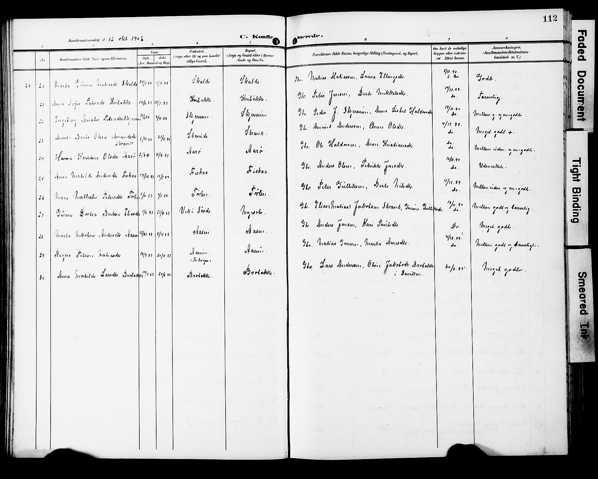 Ministerialprotokoller, klokkerbøker og fødselsregistre - Møre og Romsdal, SAT/A-1454/501/L0018: Parish register (copy) no. 501C04, 1902-1930, p. 112