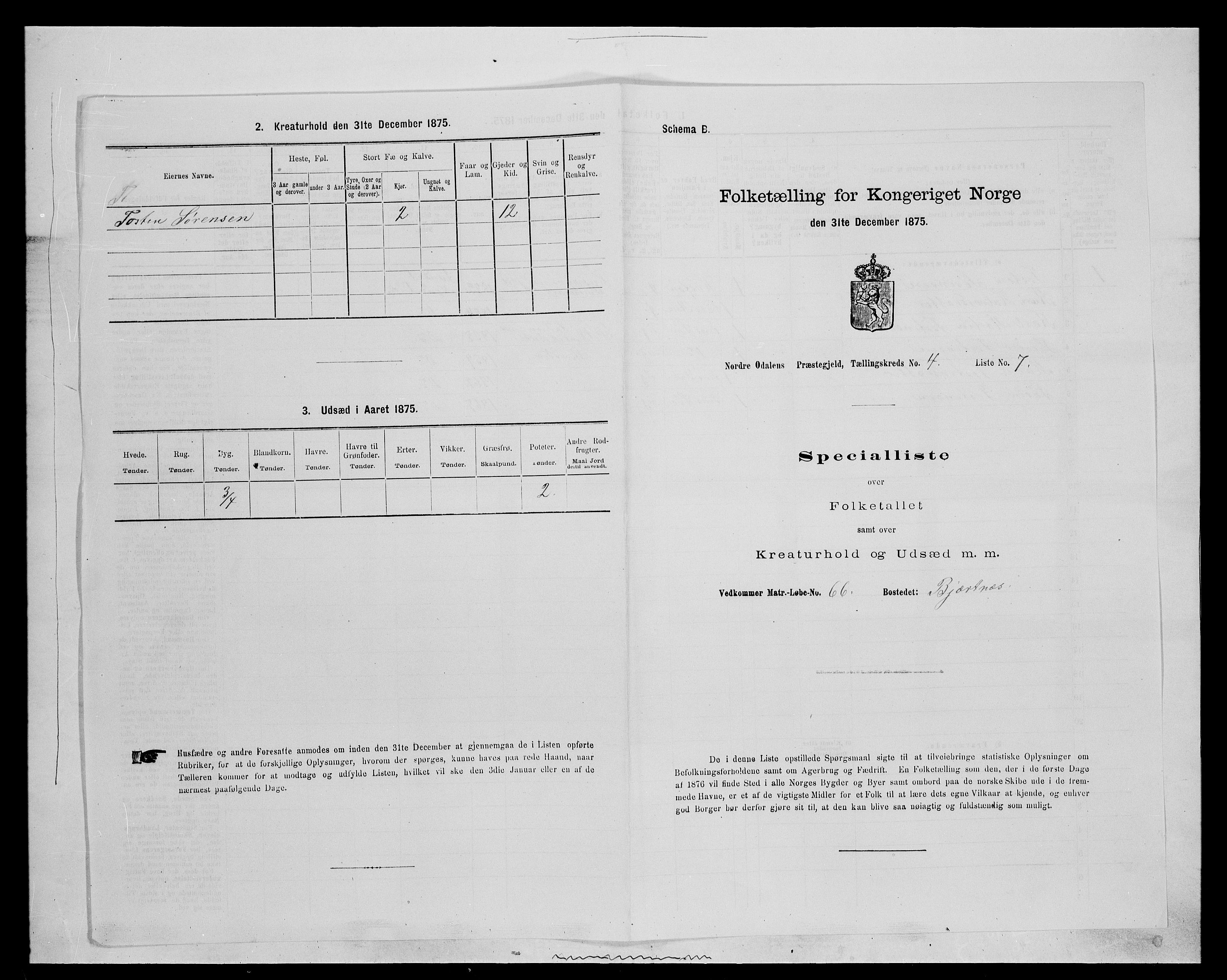 SAH, 1875 census for 0418P Nord-Odal, 1875, p. 557