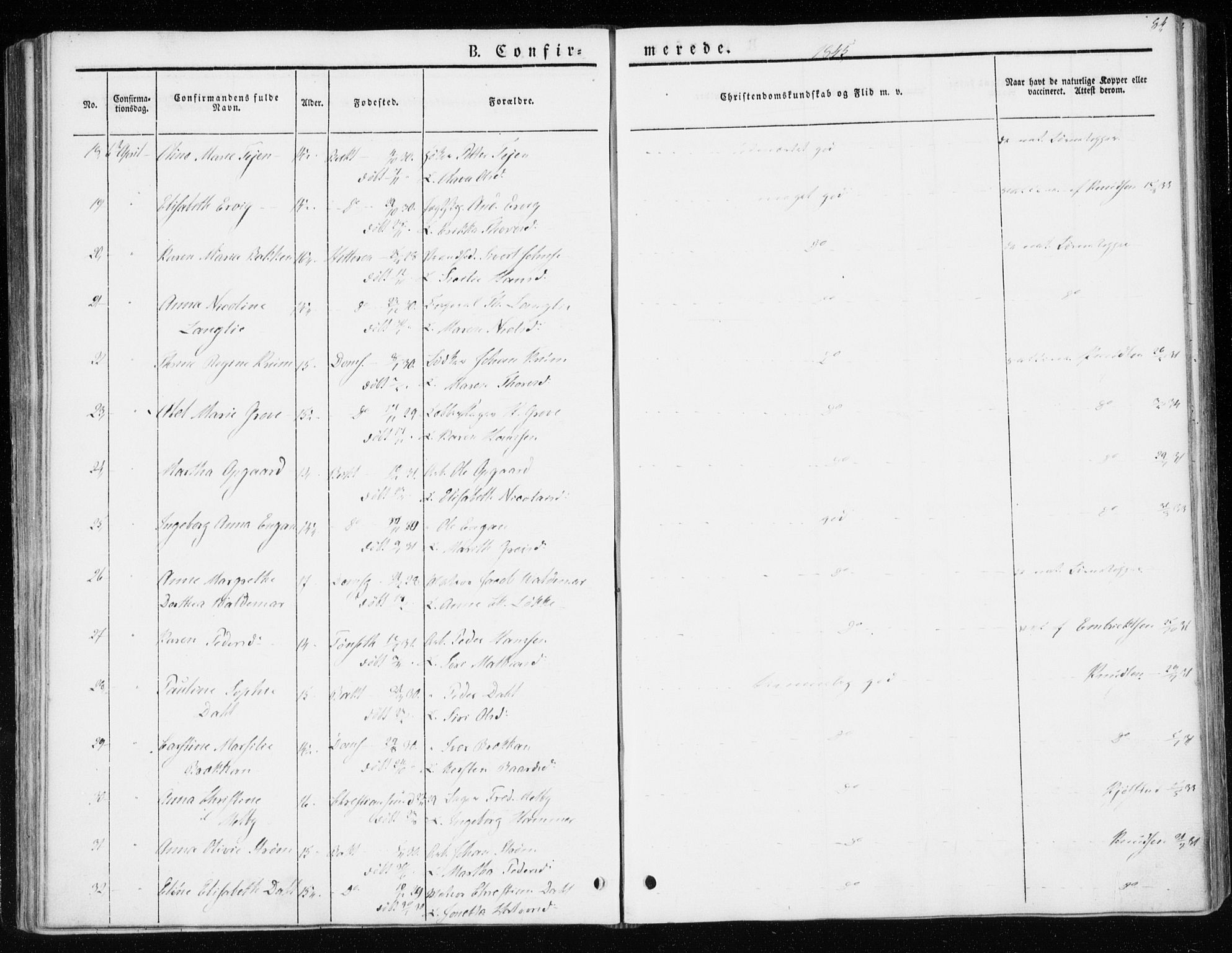 Ministerialprotokoller, klokkerbøker og fødselsregistre - Sør-Trøndelag, AV/SAT-A-1456/604/L0183: Parish register (official) no. 604A04, 1841-1850, p. 84