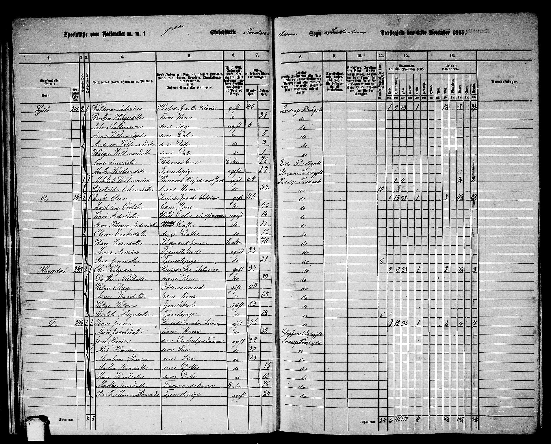 RA, 1865 census for Innvik, 1865, p. 25