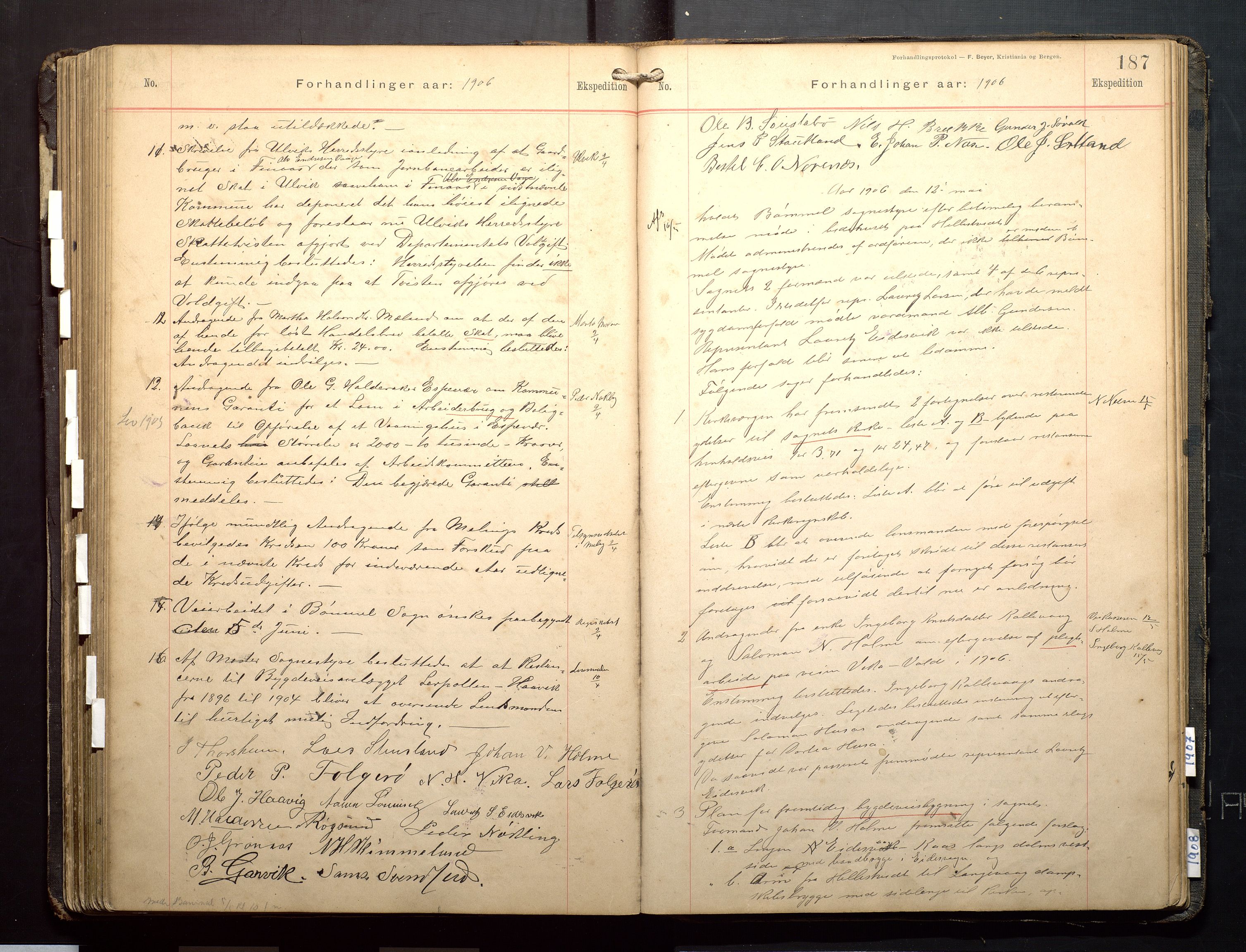 Finnaas kommune. Formannskapet, IKAH/1218a-021/A/Aa/L0003: Møtebok for formannskap, heradsstyre og soknestyre, 1896-1908, p. 187