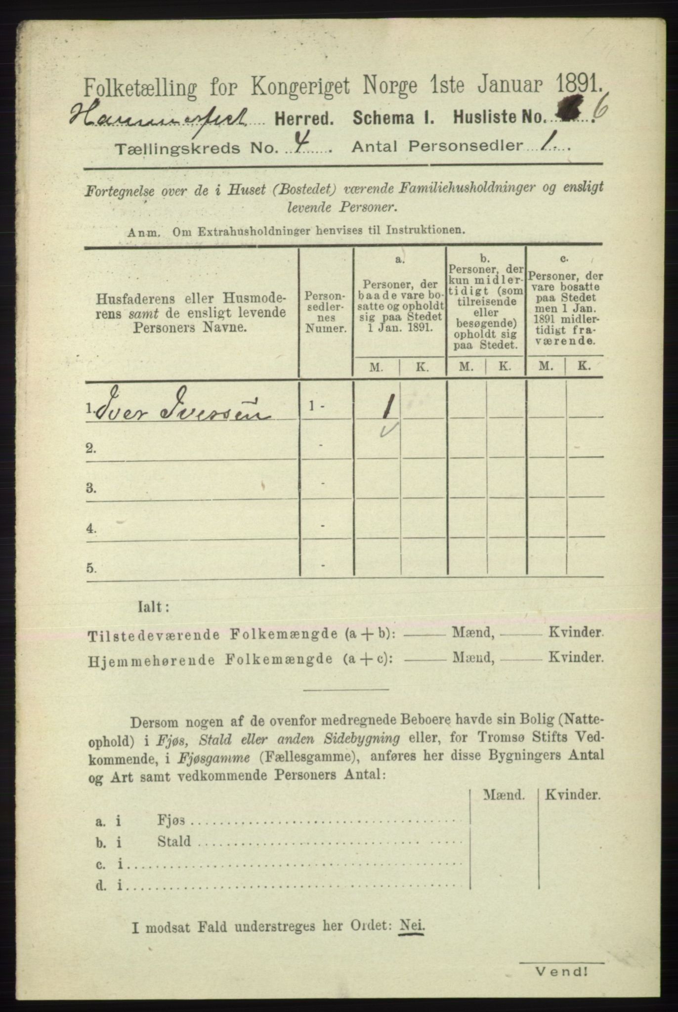 RA, 1891 census for 2016 Hammerfest, 1891, p. 1093
