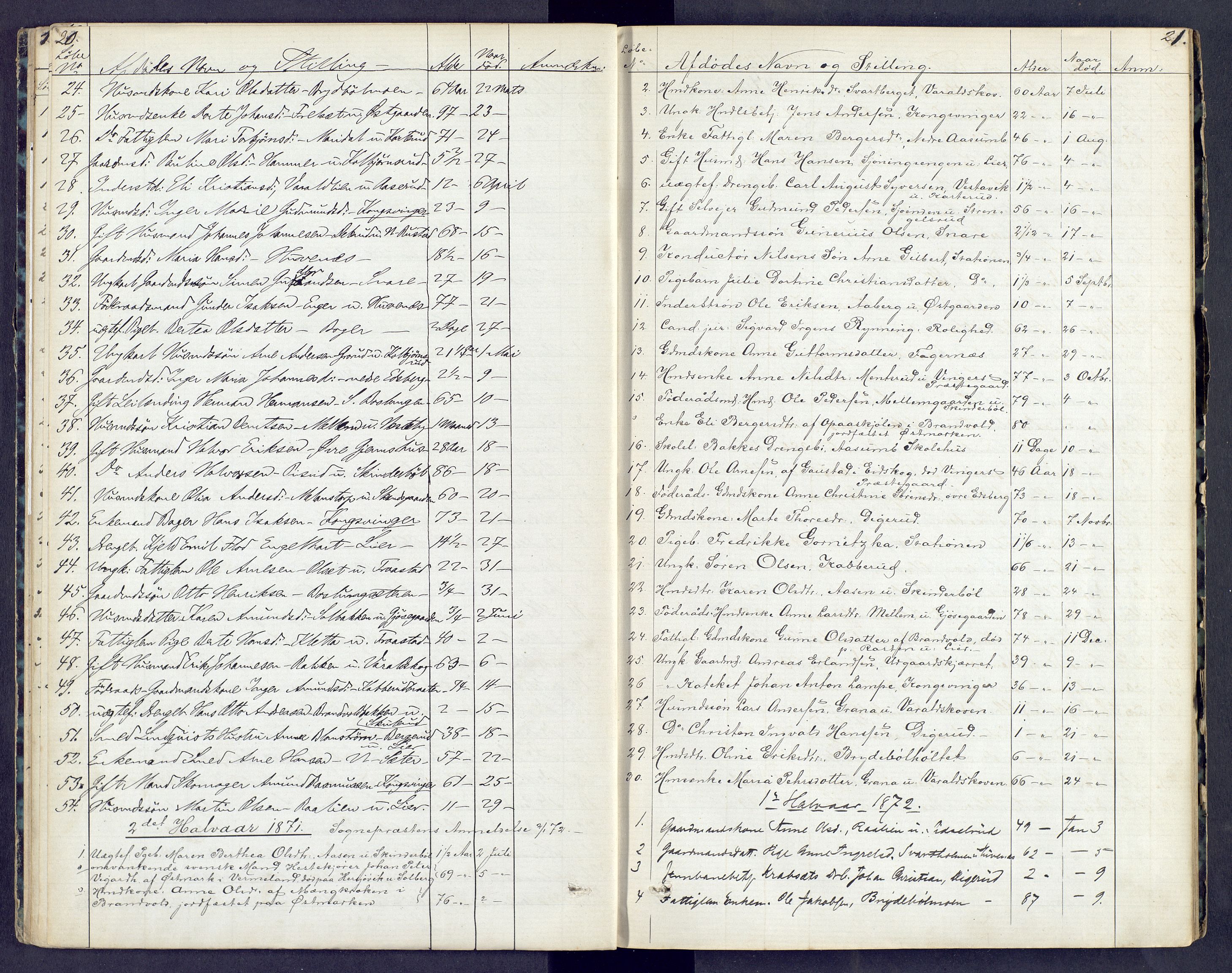 Vinger og Odal sorenskriveri, AV/SAH-TING-022/J/Jf/L0003: Dødsfallsprotokoll - Vinger og Eidskog, 1867-1881, p. 20-21