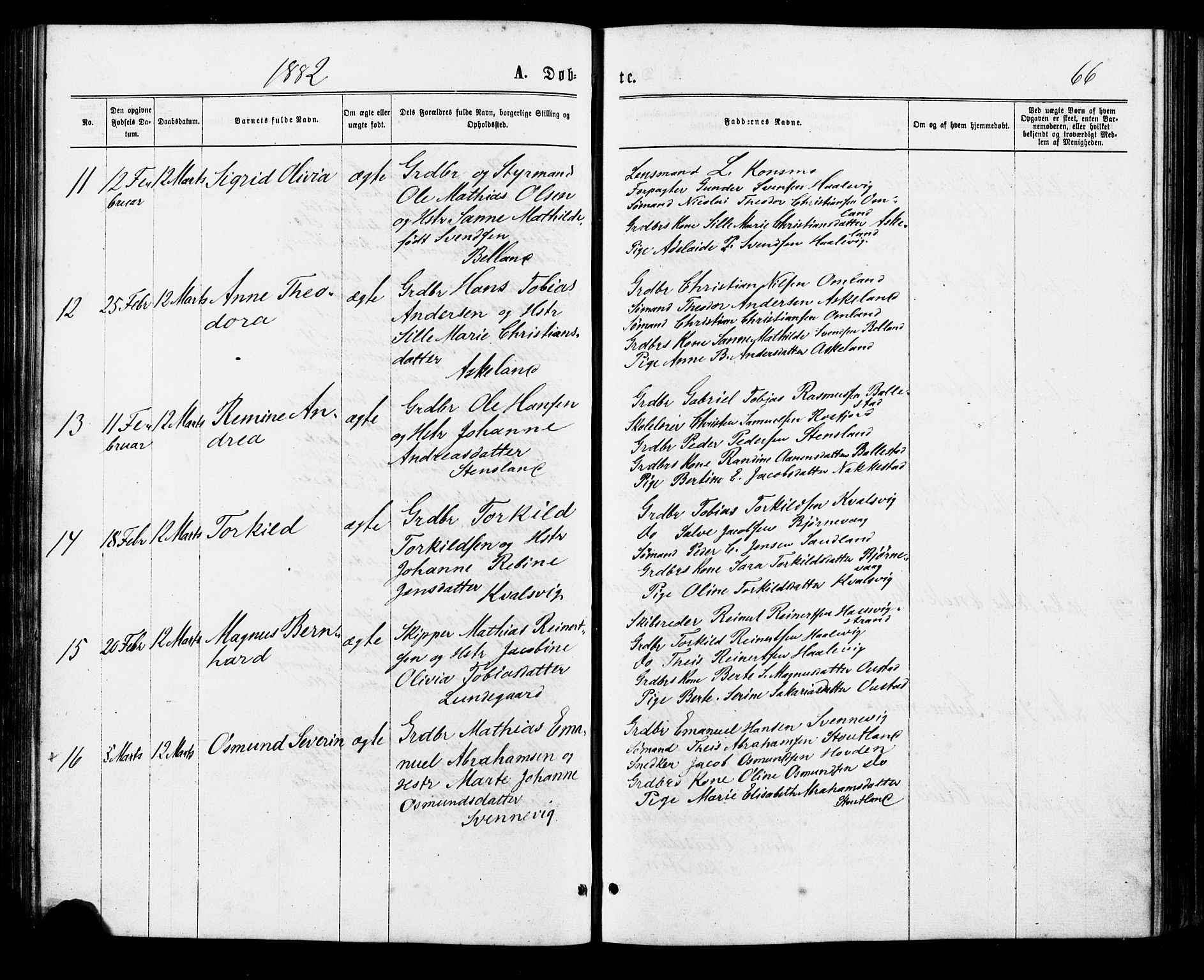 Lyngdal sokneprestkontor, SAK/1111-0029/F/Fa/Faa/L0003: Parish register (official) no. A 3, 1871-1882, p. 66