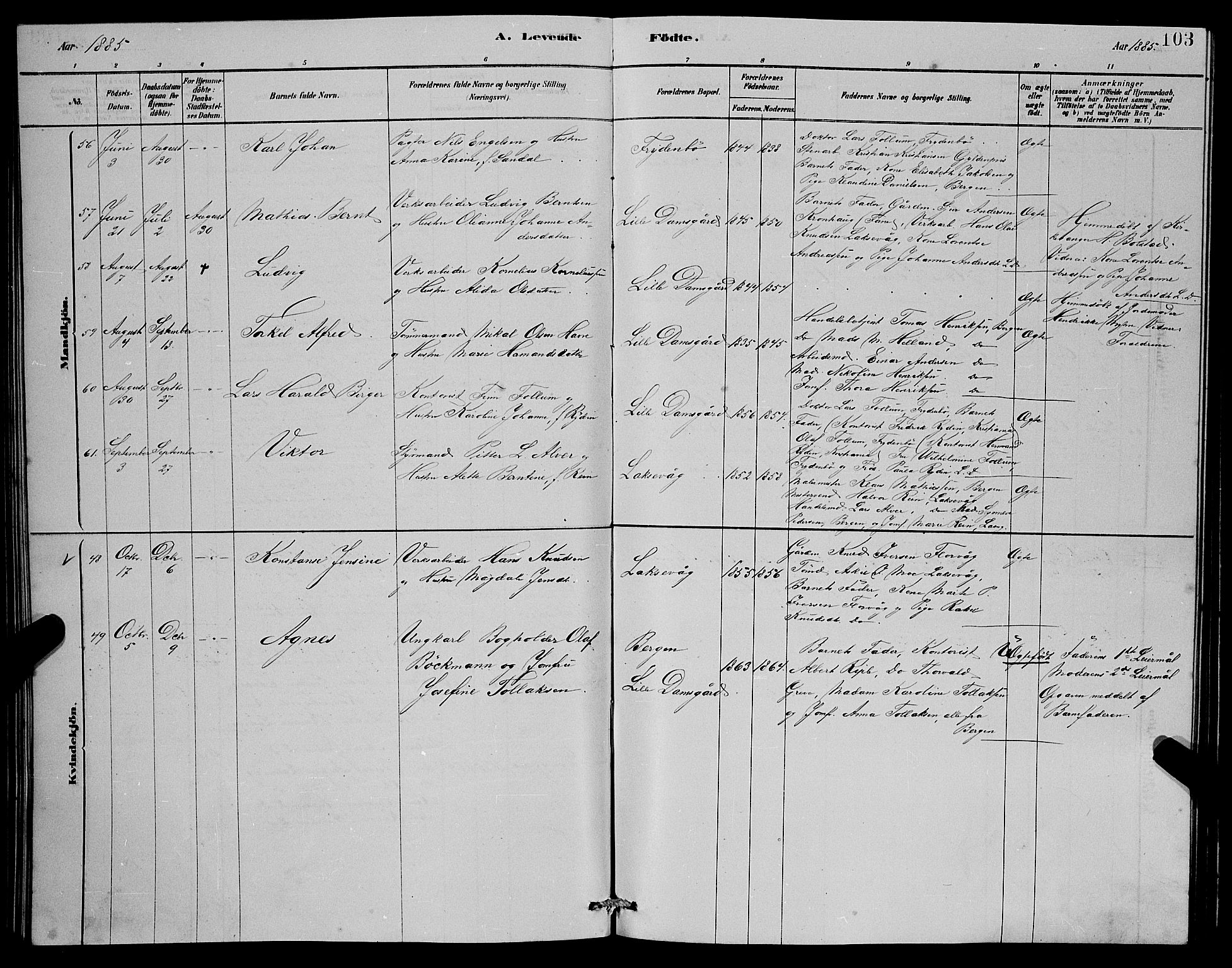 Laksevåg Sokneprestembete, SAB/A-76501/H/Ha/Hab/Haba/L0002: Parish register (copy) no. A 2, 1877-1887, p. 103