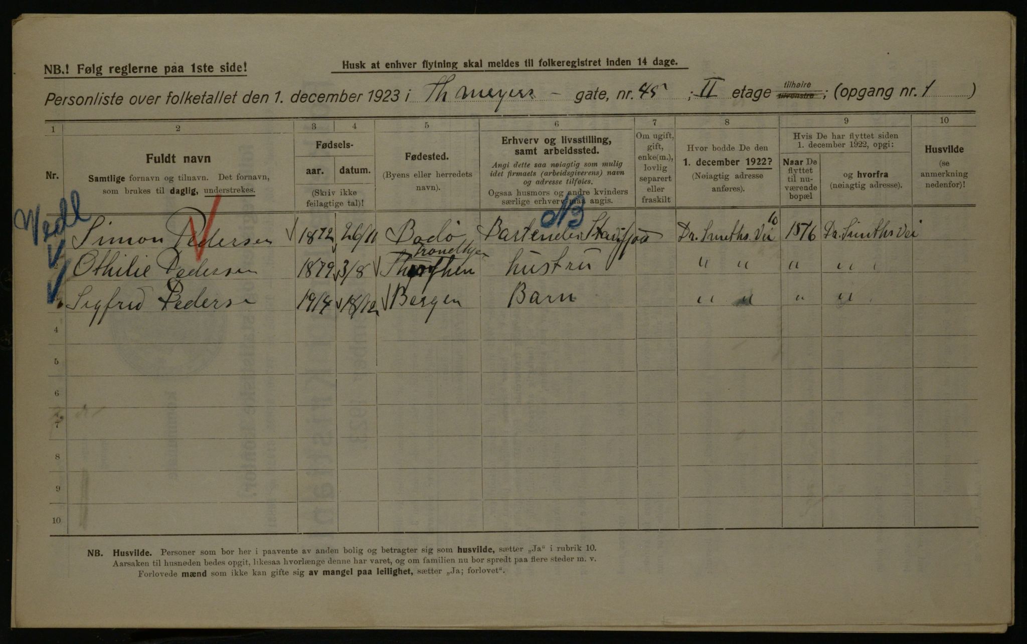 OBA, Municipal Census 1923 for Kristiania, 1923, p. 121965