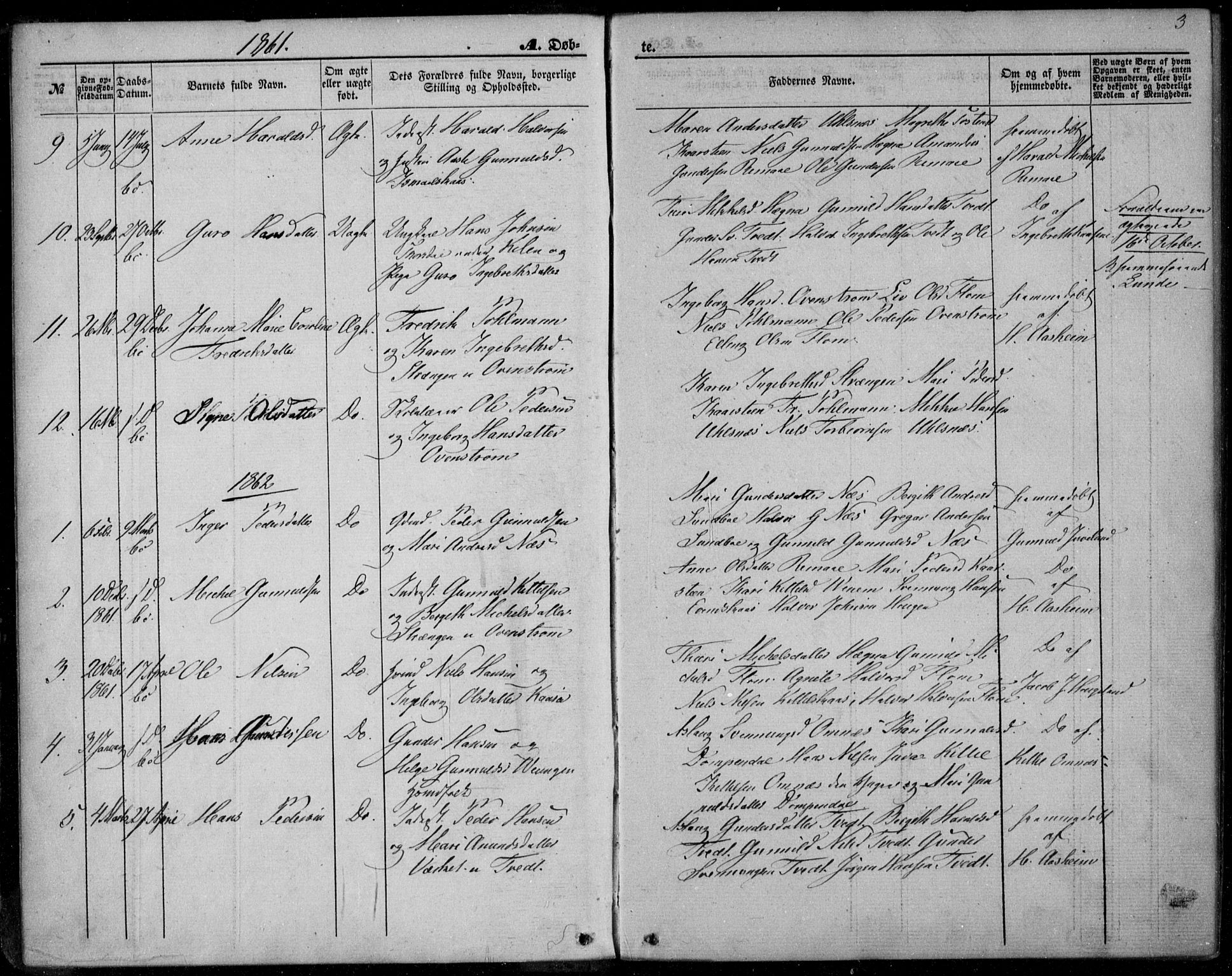 Lunde kirkebøker, AV/SAKO-A-282/F/Fb/L0002: Parish register (official) no. II 2, 1861-1881, p. 3