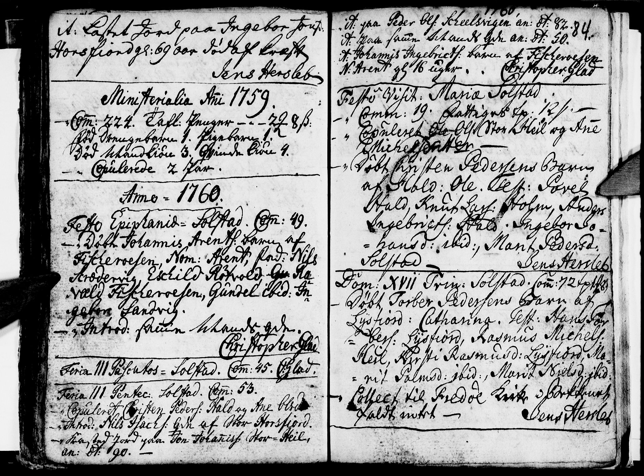 Ministerialprotokoller, klokkerbøker og fødselsregistre - Nordland, AV/SAT-A-1459/811/L0164: Parish register (official) no. 811A01, 1677-1762, p. 84