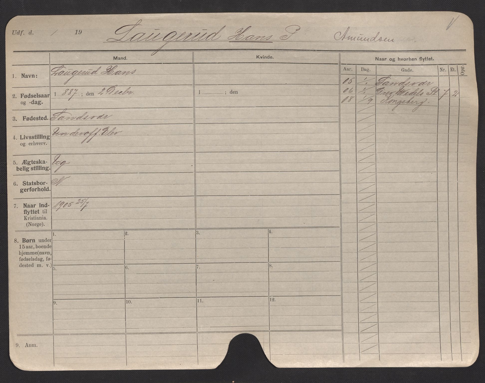 Oslo folkeregister, Registerkort, AV/SAO-A-11715/F/Fa/Fac/L0007: Menn, 1906-1914, p. 11a