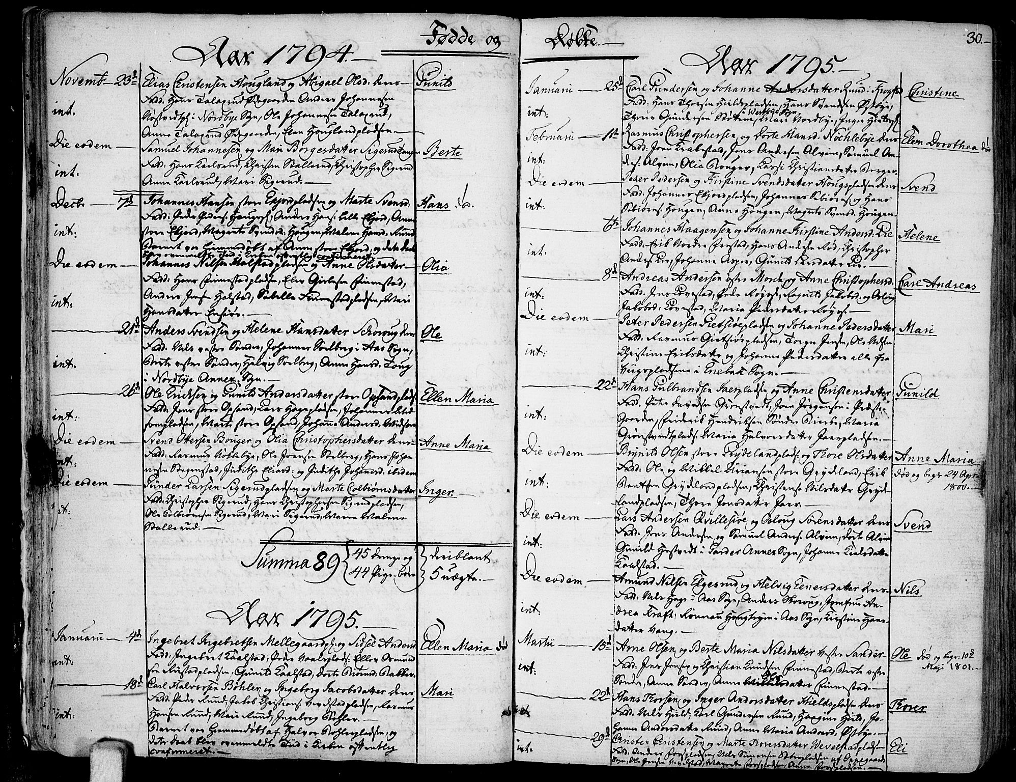 Kråkstad prestekontor Kirkebøker, SAO/A-10125a/F/Fa/L0002: Parish register (official) no. I 2, 1786-1814, p. 30