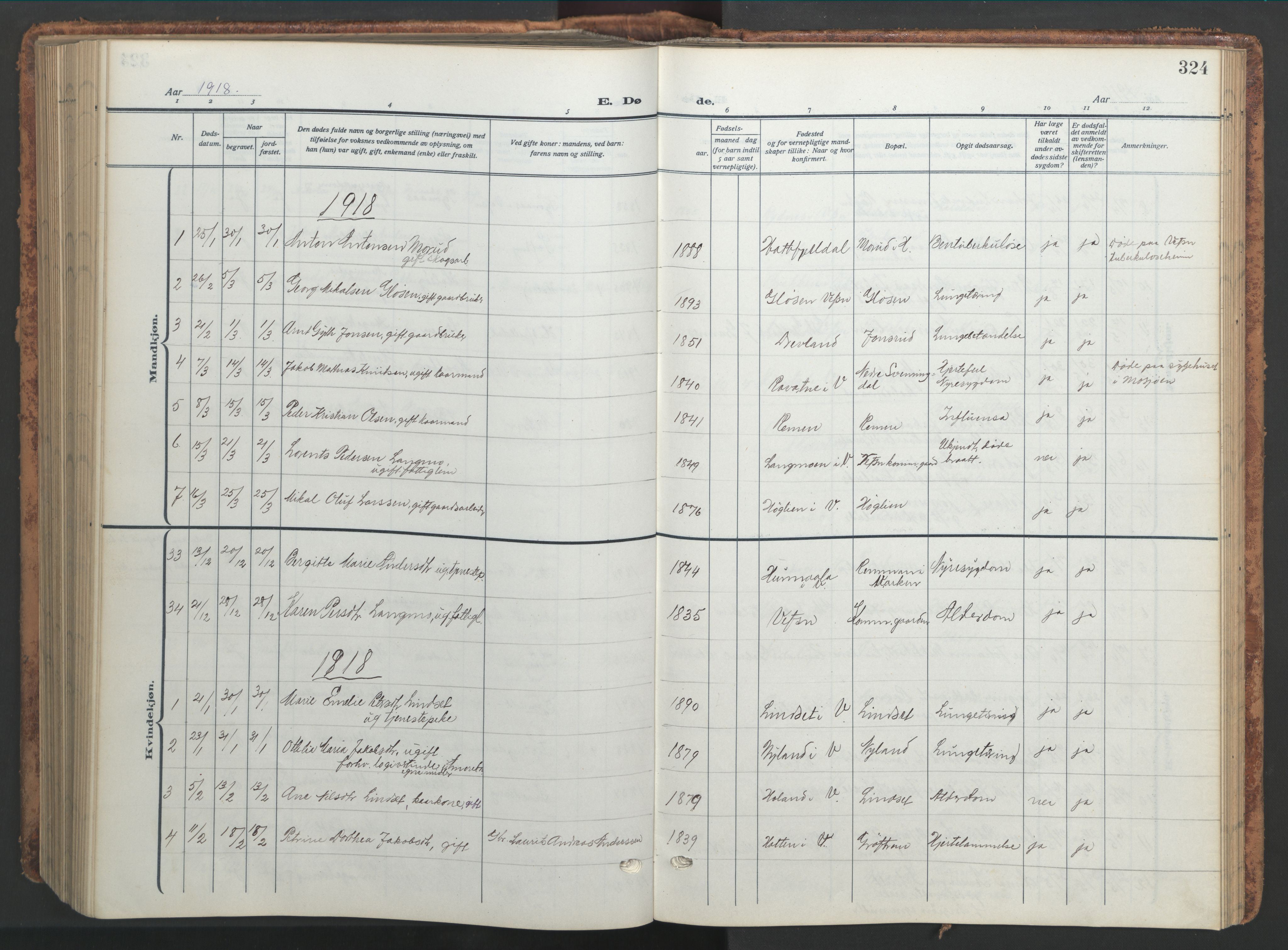 Ministerialprotokoller, klokkerbøker og fødselsregistre - Nordland, AV/SAT-A-1459/820/L0302: Parish register (copy) no. 820C04, 1917-1948, p. 324