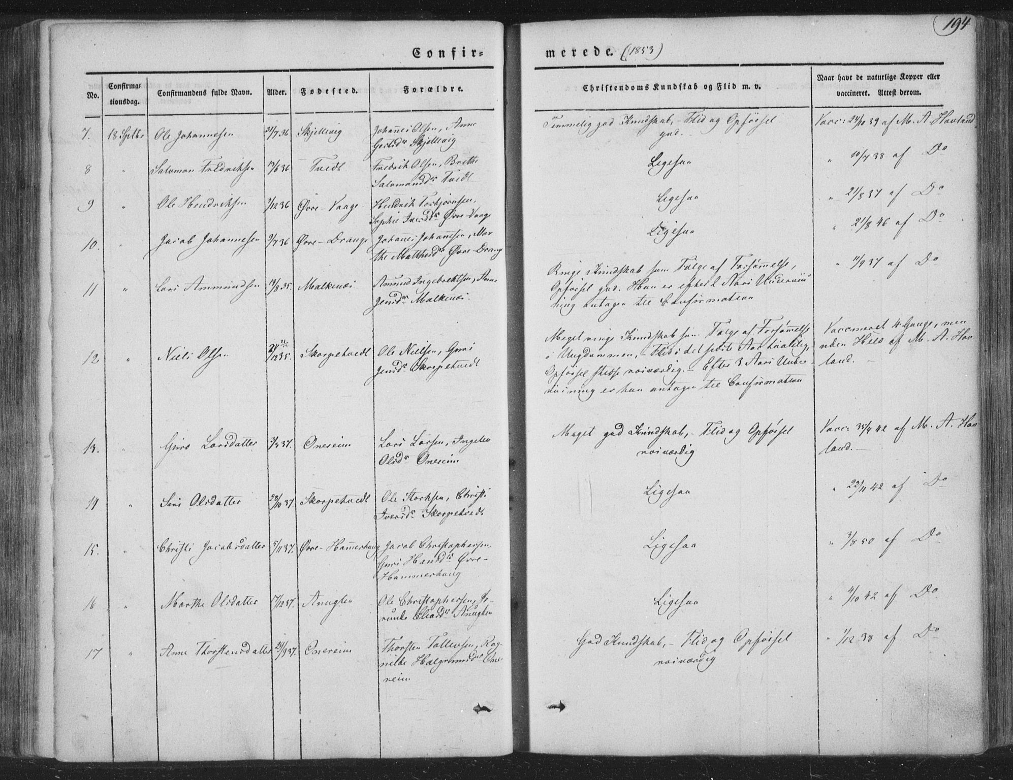 Tysnes sokneprestembete, AV/SAB-A-78601/H/Haa: Parish register (official) no. A 10, 1848-1859, p. 194