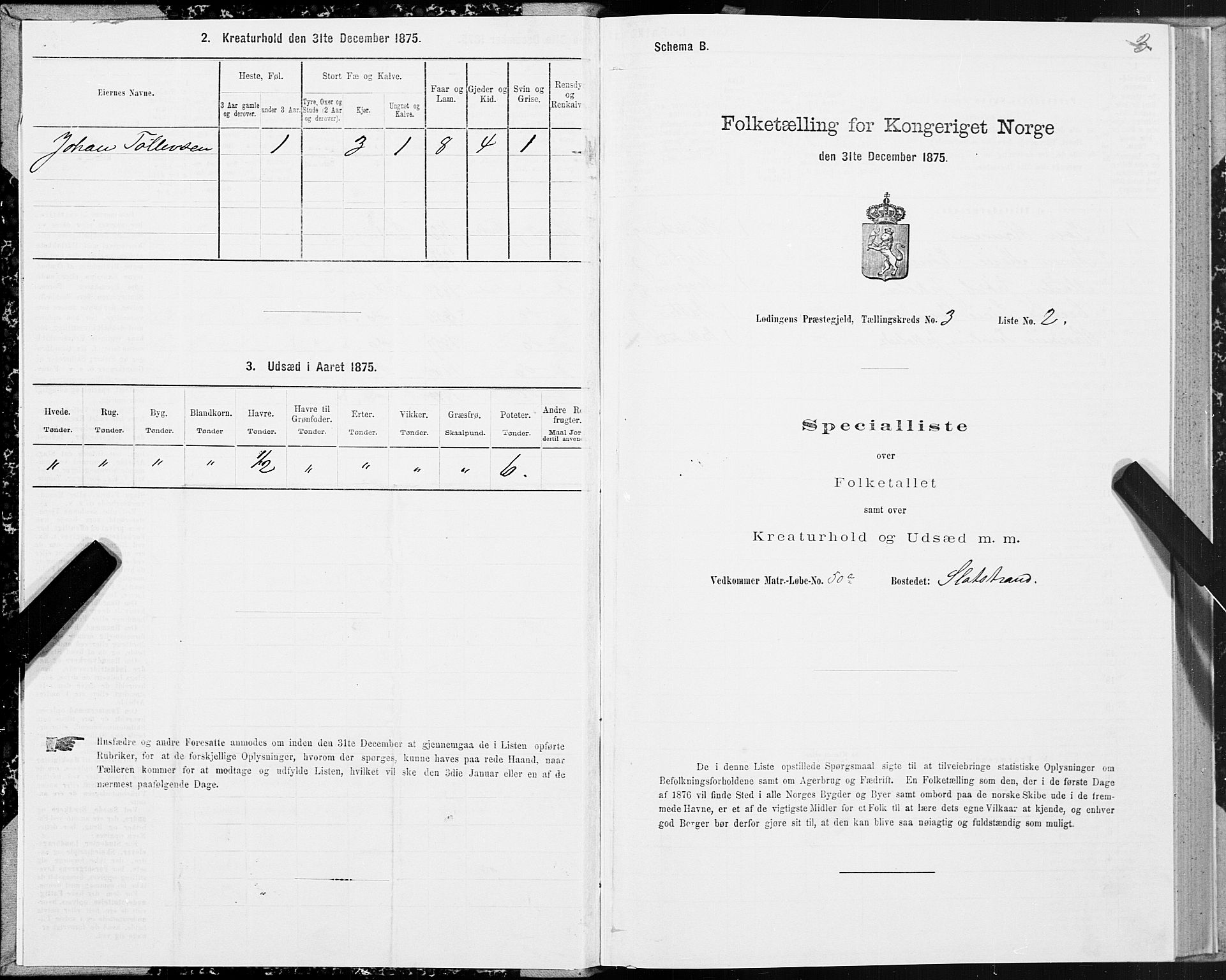 SAT, 1875 census for 1851P Lødingen, 1875, p. 2003