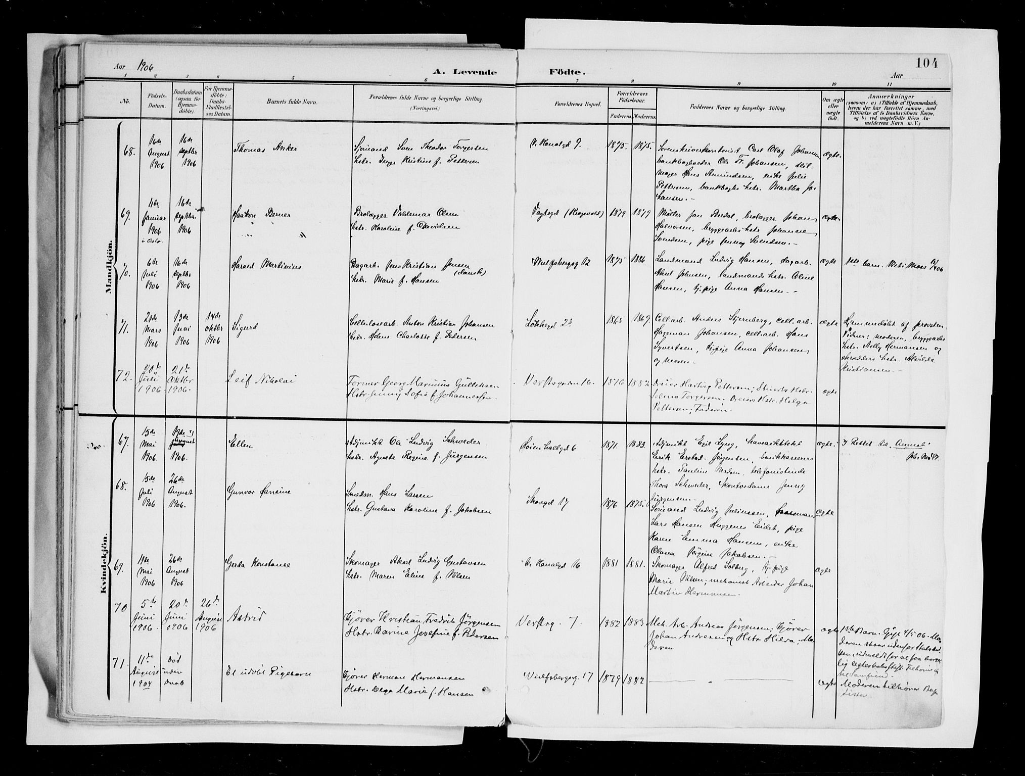 Moss prestekontor Kirkebøker, SAO/A-2003/F/Fb/L0004: Parish register (official) no. II 4, 1902-1912, p. 104