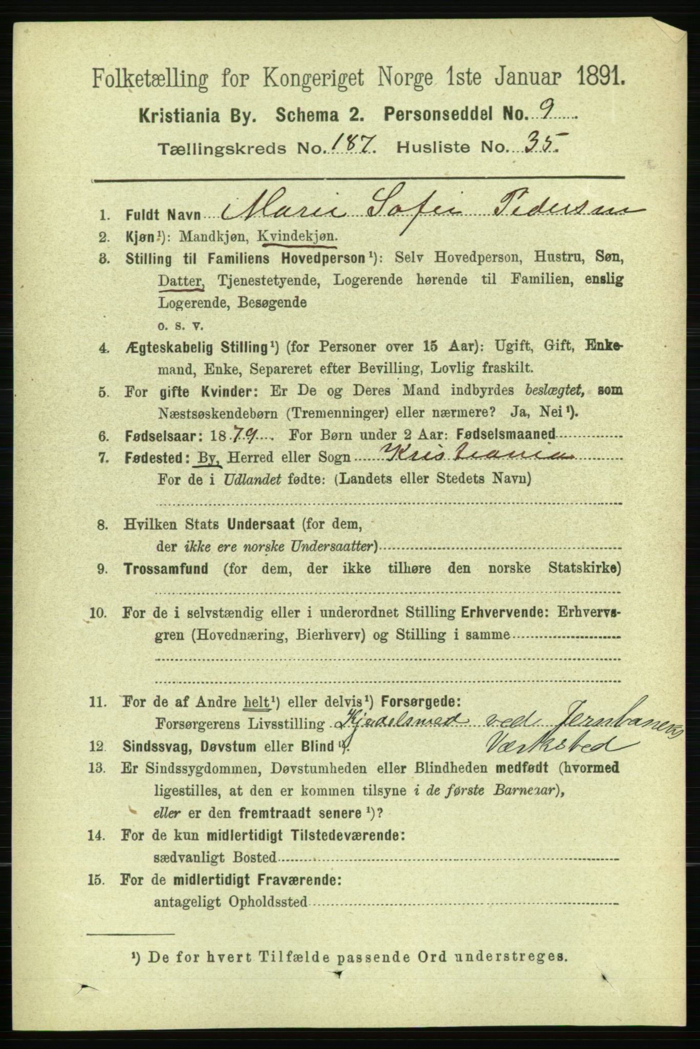 RA, 1891 census for 0301 Kristiania, 1891, p. 112536