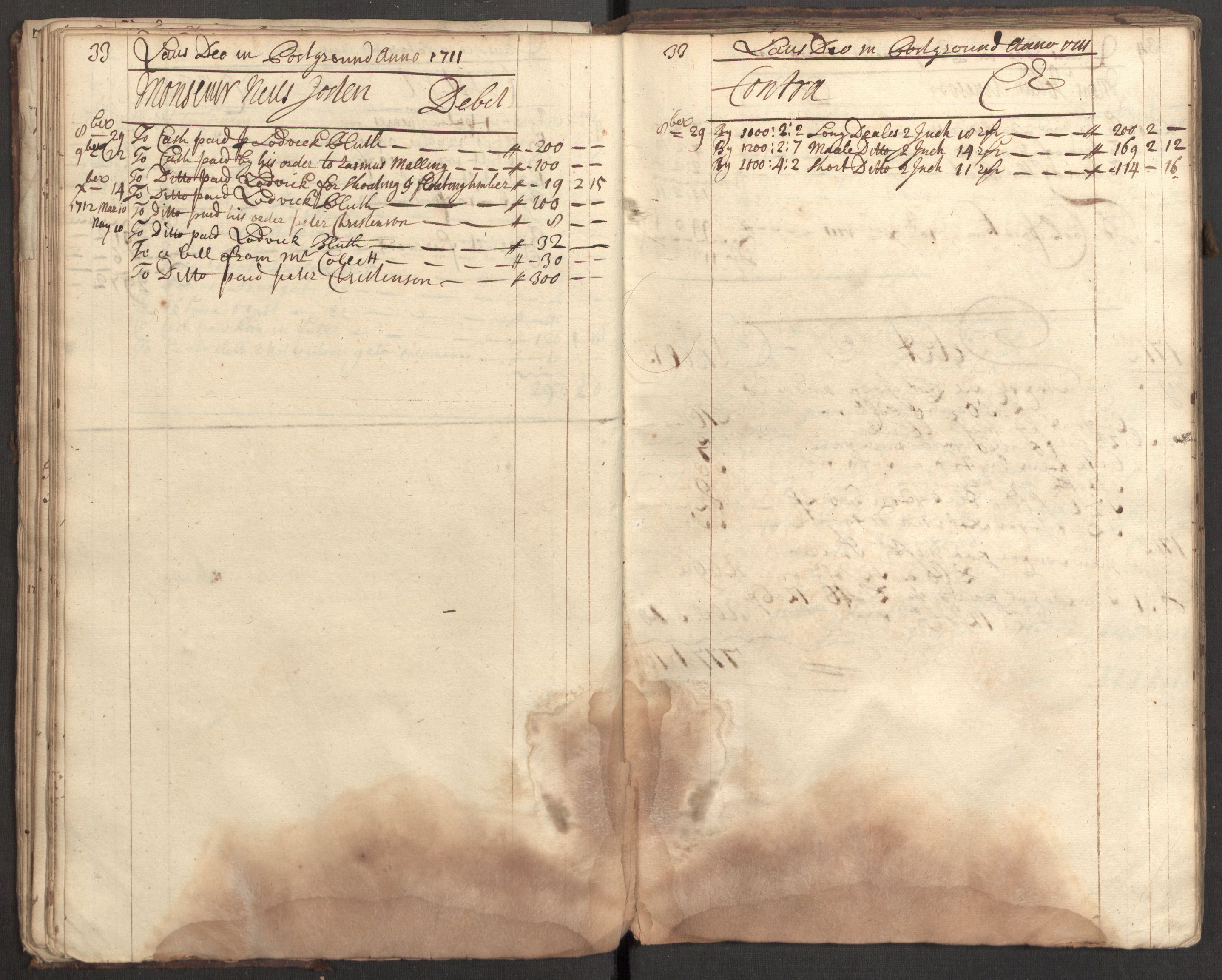 Bowman, James, RA/PA-0067/F/L0002/0001: Kontobok og skiftepapirer / James Bowmans kontobok, 1708-1728, p. 35