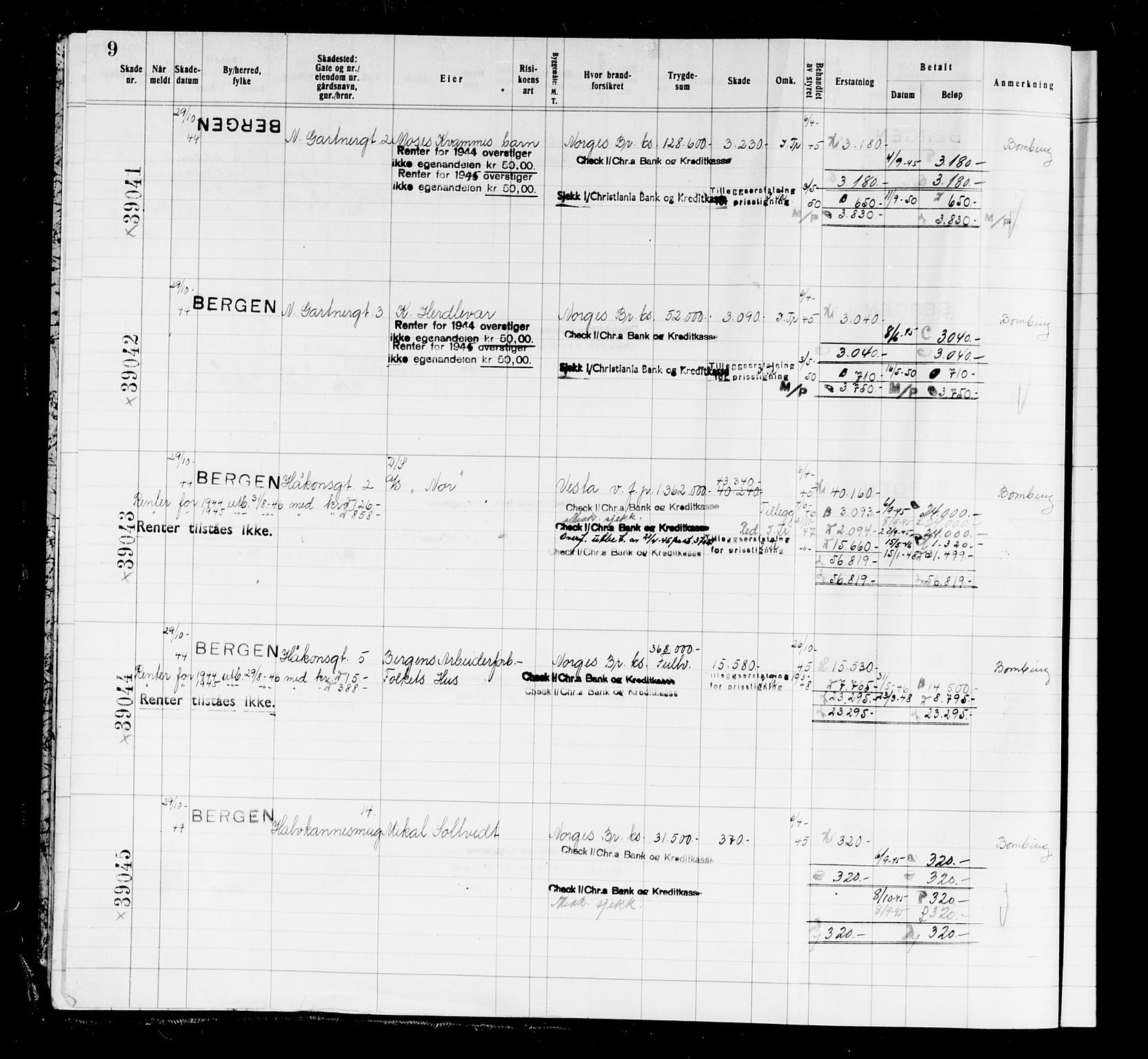 Krigsskadetrygdene for bygninger og løsøre, AV/RA-S-1548/V/L0037: Bygning, branntrygdet., 1940-1945, p. 9