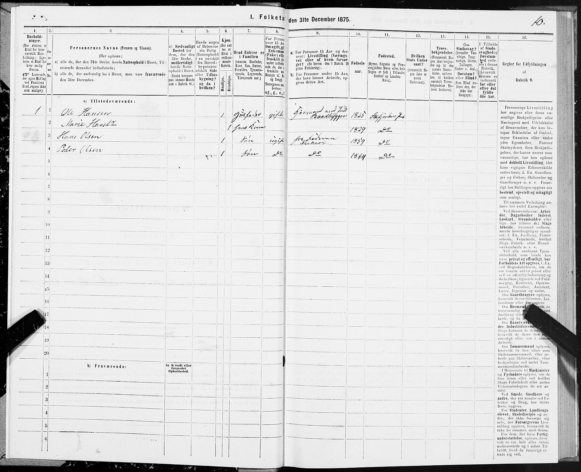 SAT, 1875 census for 1748P Fosnes, 1875, p. 1010