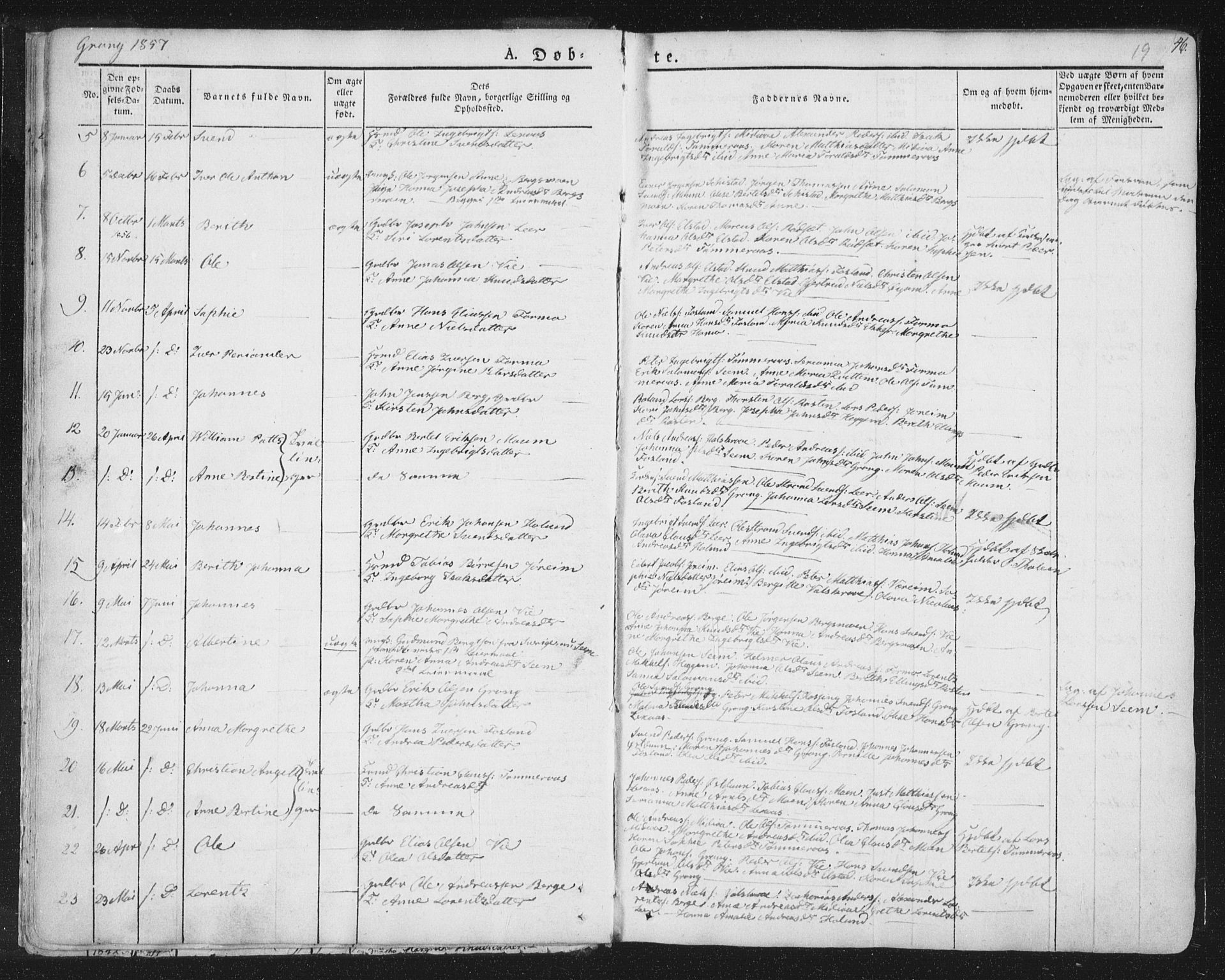 Ministerialprotokoller, klokkerbøker og fødselsregistre - Nord-Trøndelag, SAT/A-1458/758/L0513: Parish register (official) no. 758A02 /1, 1839-1868, p. 19
