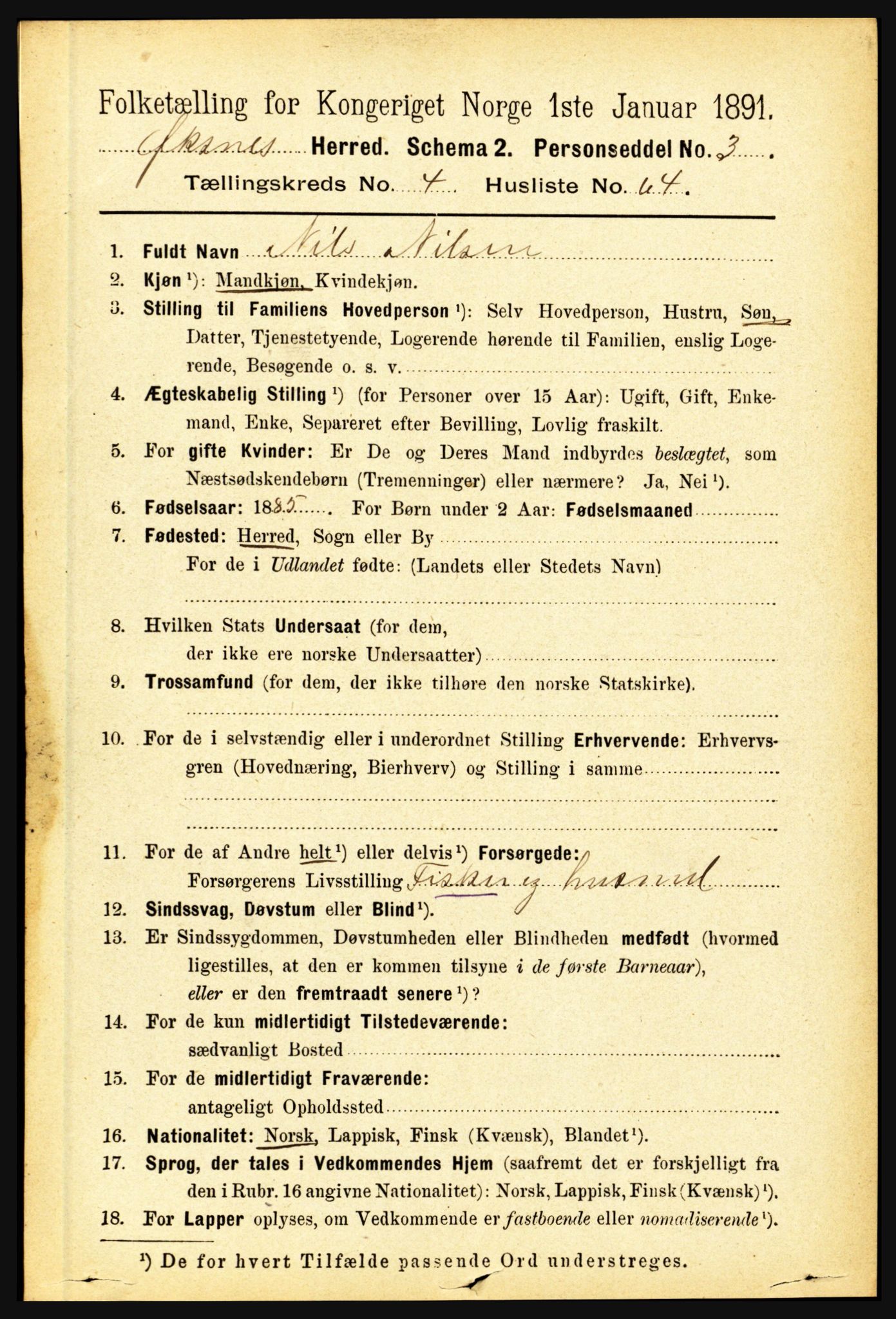 RA, 1891 census for 1868 Øksnes, 1891, p. 2159