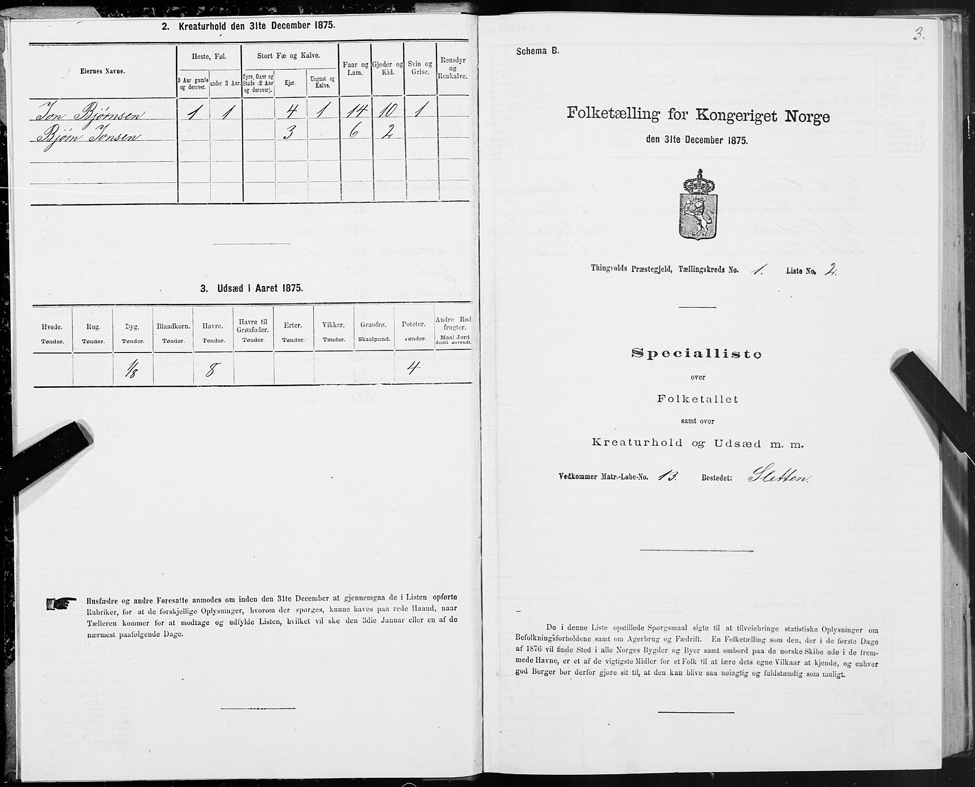 SAT, 1875 census for 1560P Tingvoll, 1875, p. 1003