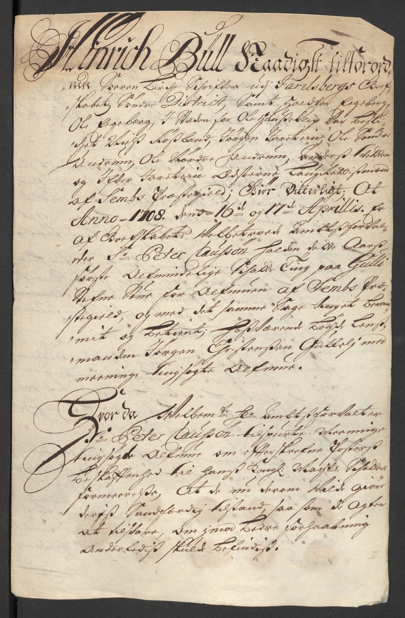 Rentekammeret inntil 1814, Reviderte regnskaper, Fogderegnskap, AV/RA-EA-4092/R32/L1873: Fogderegnskap Jarlsberg grevskap, 1708, p. 154