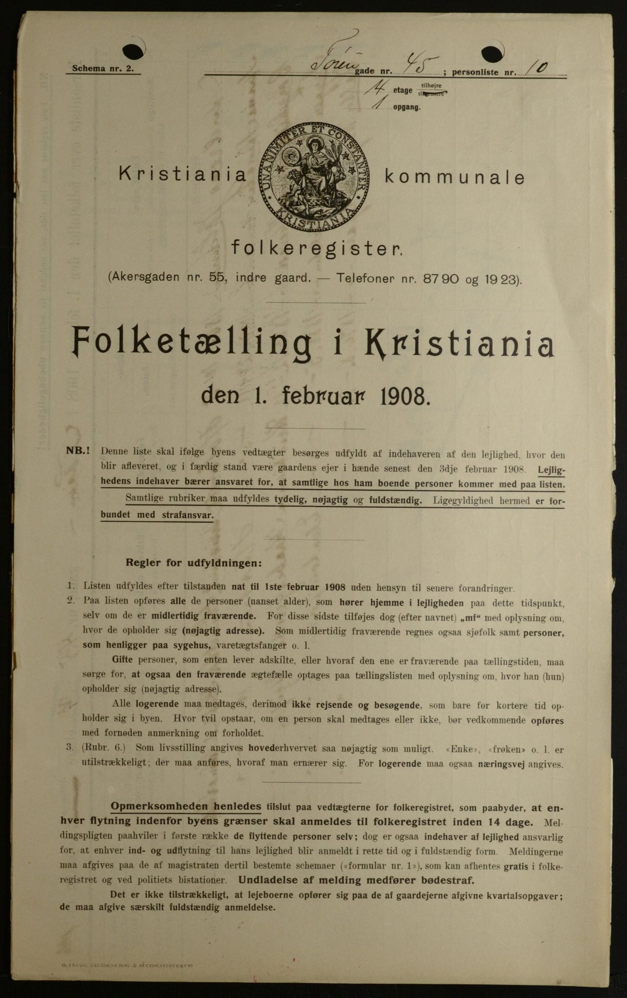 OBA, Municipal Census 1908 for Kristiania, 1908, p. 106581