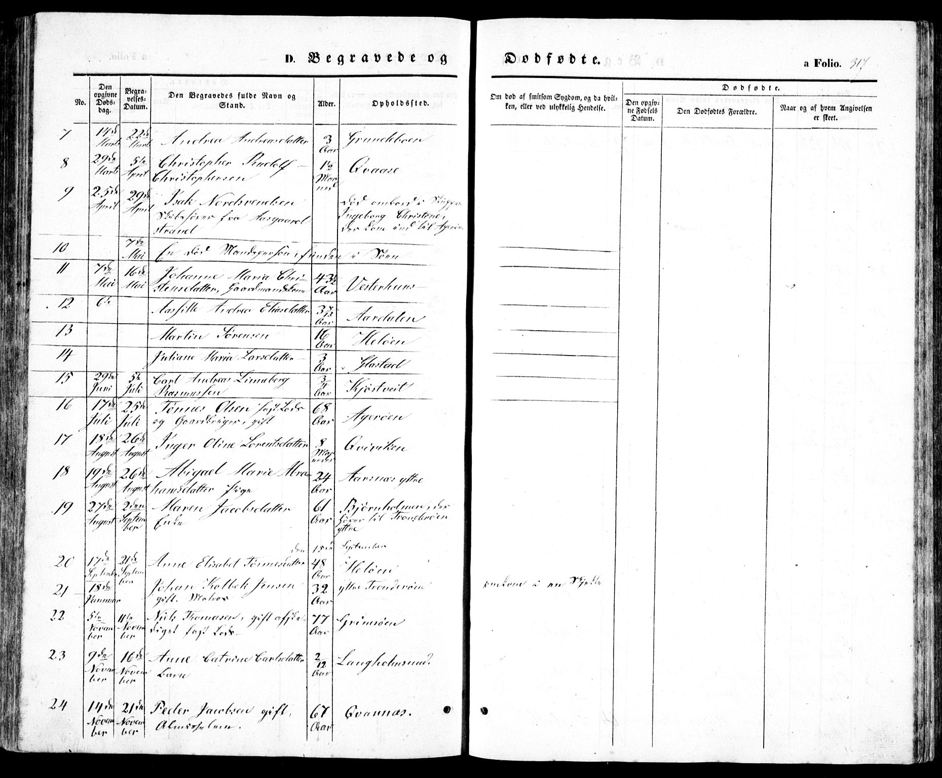 Høvåg sokneprestkontor, AV/SAK-1111-0025/F/Fb/L0002: Parish register (copy) no. B 2, 1847-1869, p. 317