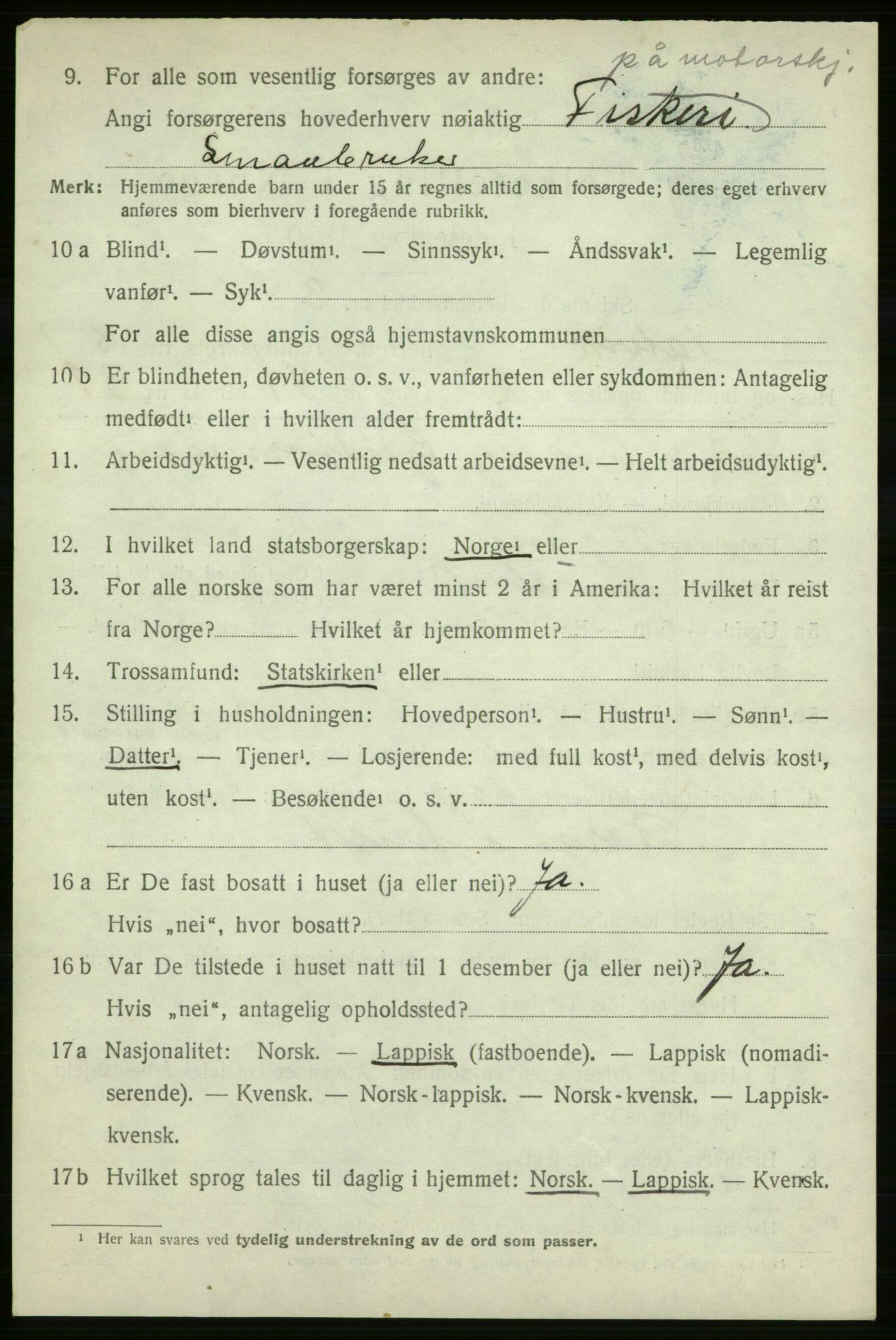 SATØ, 1920 census for Talvik, 1920, p. 4997