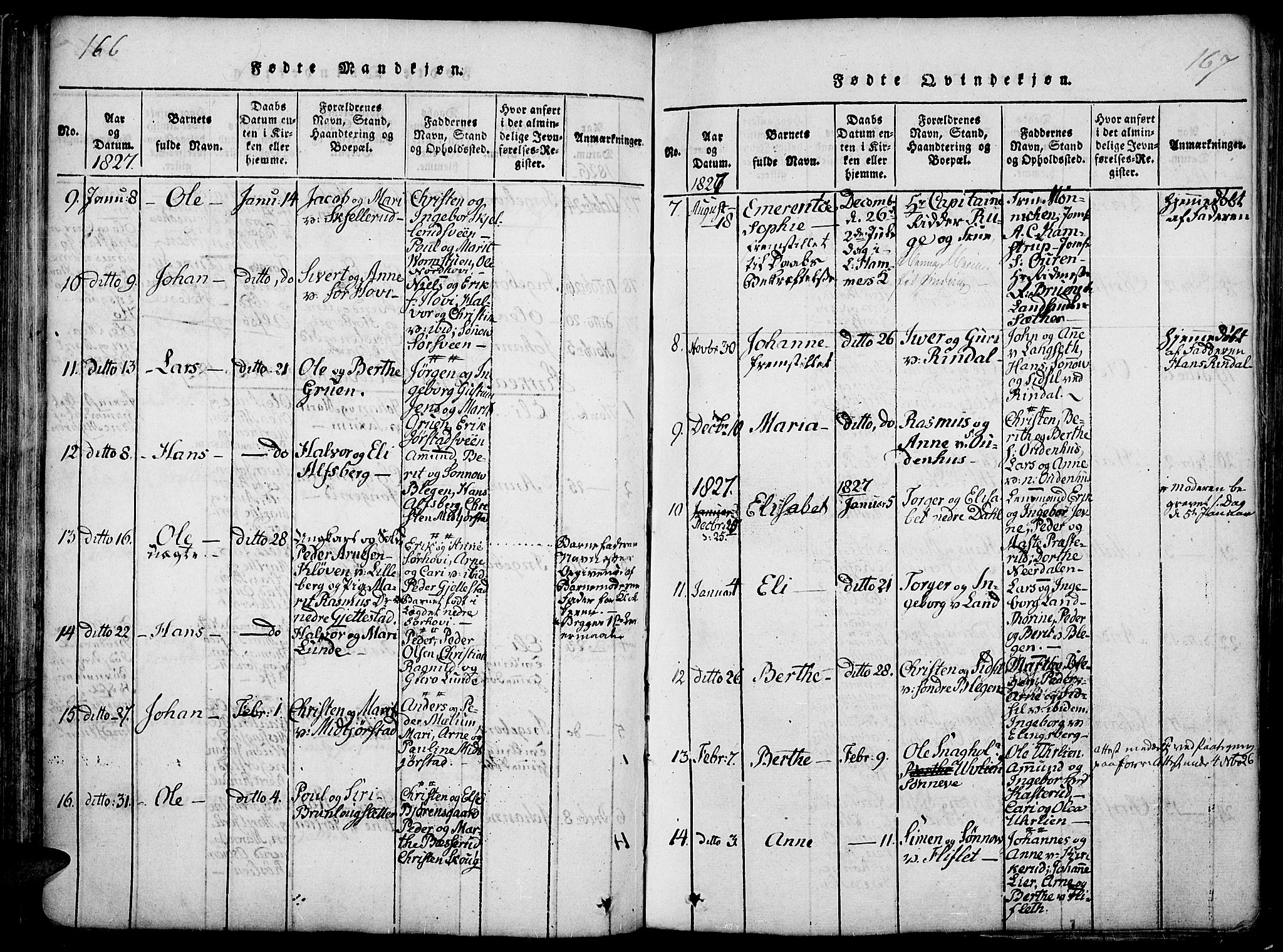 Fåberg prestekontor, SAH/PREST-086/H/Ha/Haa/L0003: Parish register (official) no. 3, 1818-1833, p. 166-167