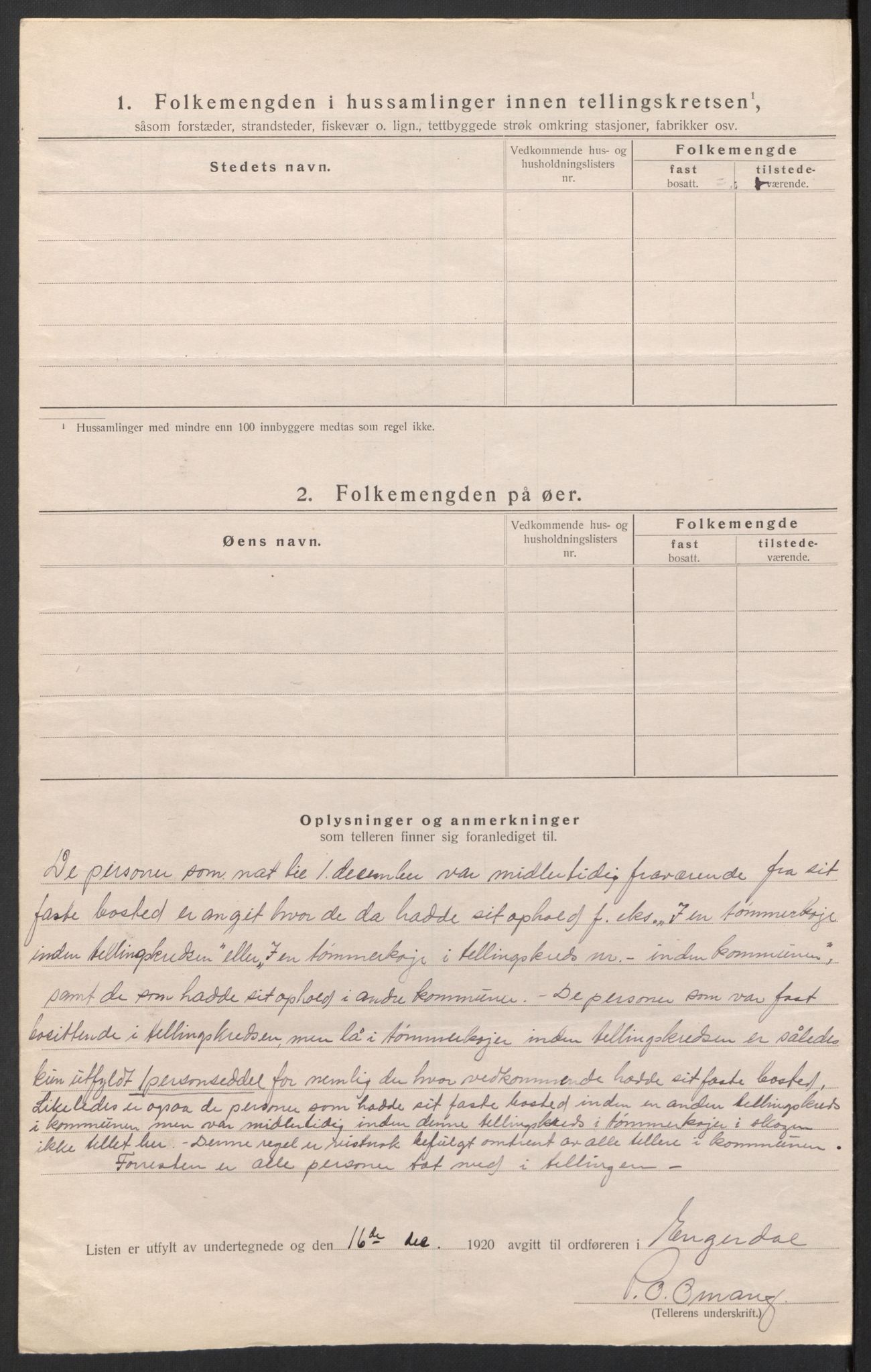 SAH, 1920 census for Engerdal, 1920, p. 11