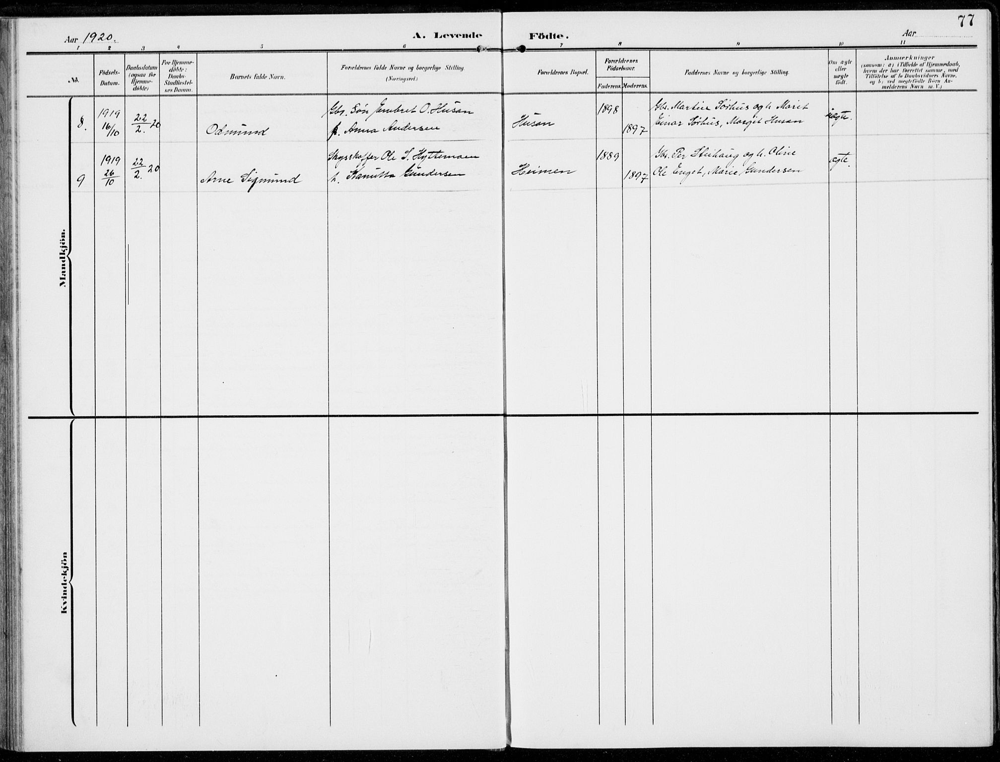 Alvdal prestekontor, AV/SAH-PREST-060/H/Ha/Haa/L0004: Parish register (official) no. 4, 1907-1919, p. 77