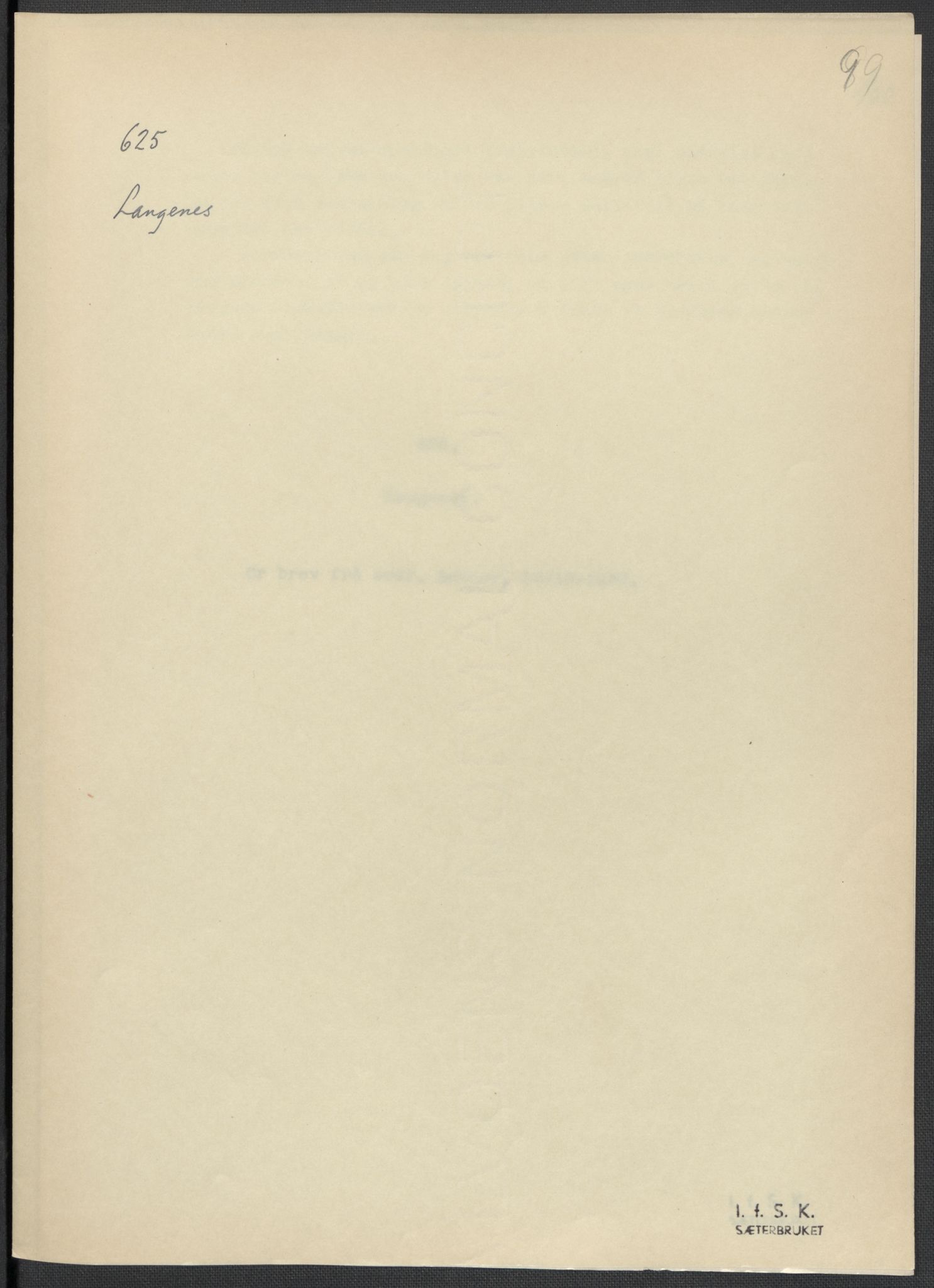 Instituttet for sammenlignende kulturforskning, RA/PA-0424/F/Fc/L0016/0003: Eske B16: / Nordland (perm XLVIII), 1932-1937, p. 99