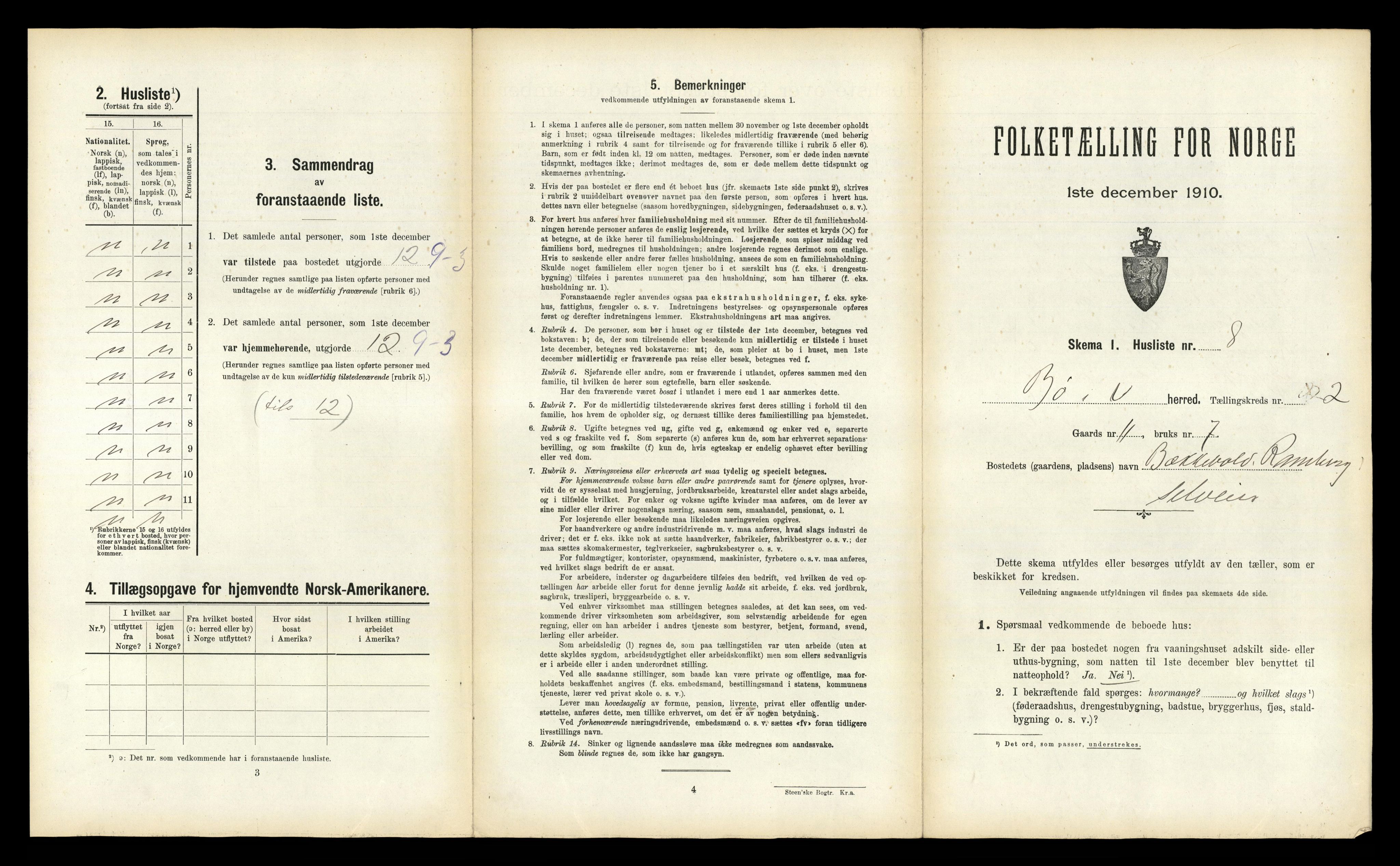 RA, 1910 census for Bø, 1910, p. 189