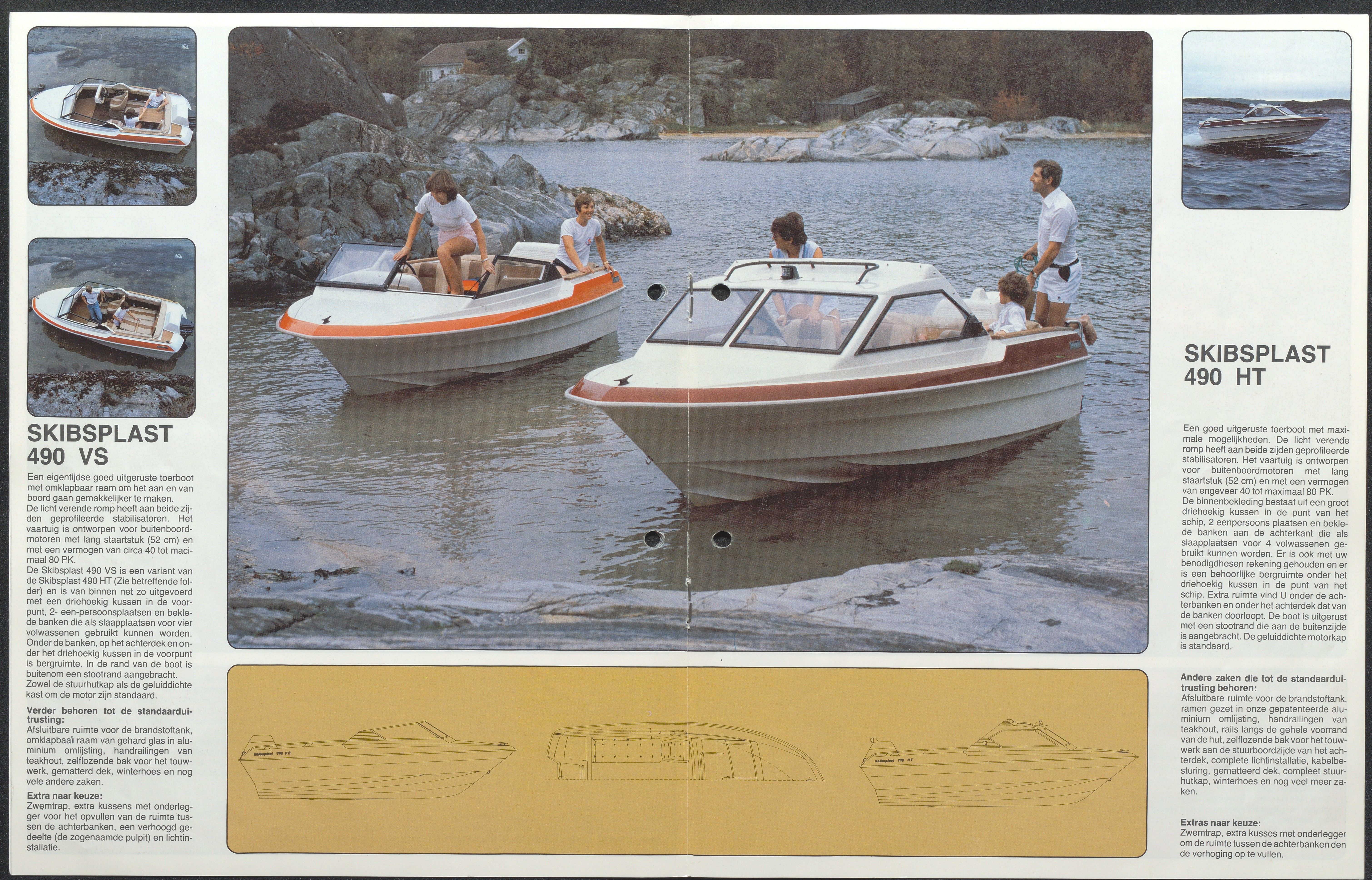 Skibsplast, AAKS/PA-2968/01/X/X01/L0001/0017: Brosjyrer / Skibsplast 670 (1981-1986). 19' Family-ship (1976-1984). 19' Sport-ship (1973-1984). Seamaster 550 (1976-1983). Skibsplast 490 VS (1983-1995). Skibsplast 490 HT (1982-2000). Sportmaster 15' HT (1970-1986). Sportsmaster 15' TS (1979/80-1986), 1970-1995