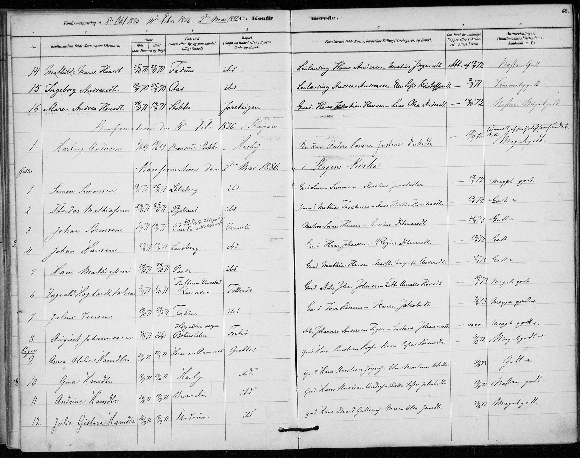 Sem kirkebøker, SAKO/A-5/F/Fa/L0010: Parish register (official) no. I 10, 1878-1887, p. 68
