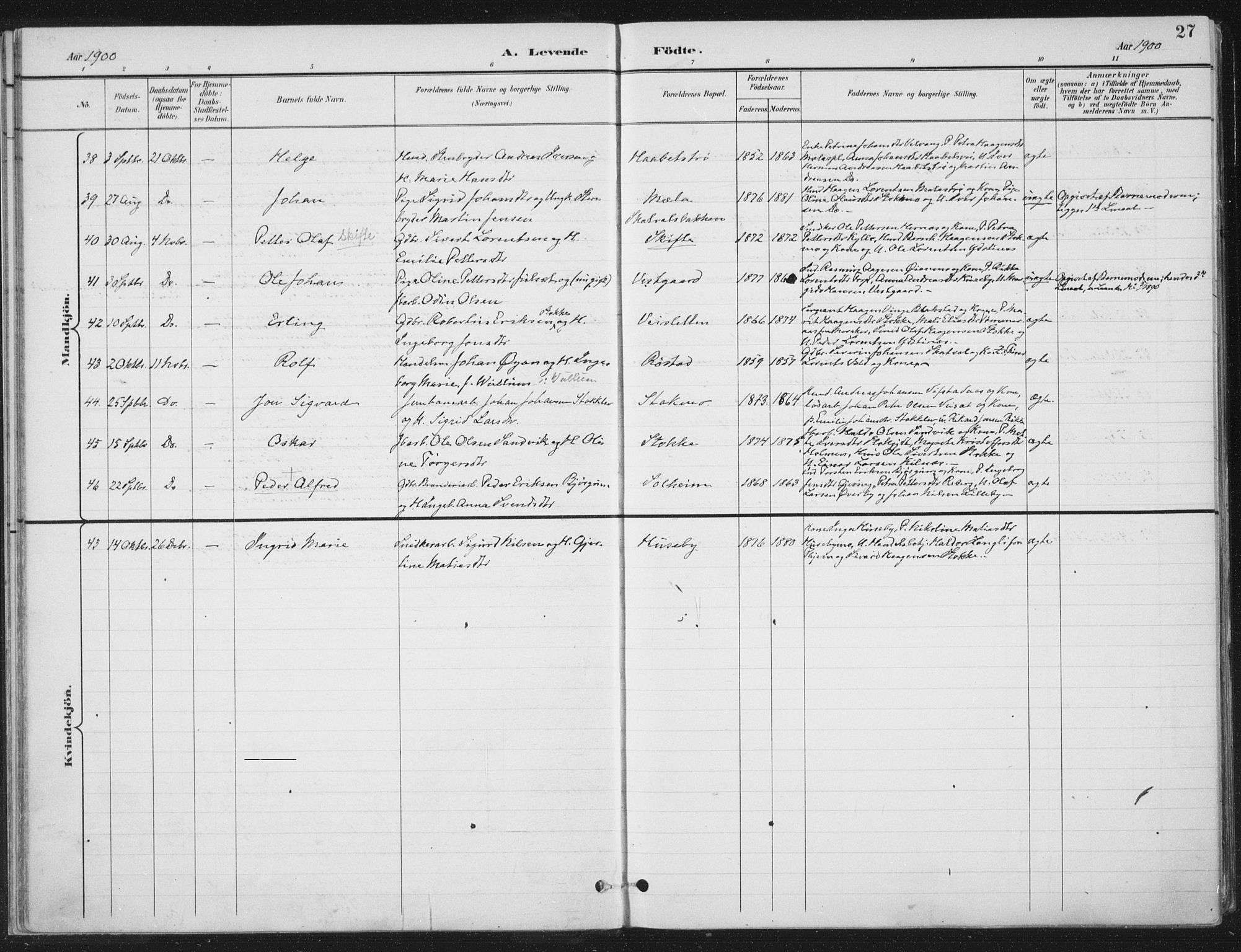 Ministerialprotokoller, klokkerbøker og fødselsregistre - Nord-Trøndelag, AV/SAT-A-1458/709/L0082: Parish register (official) no. 709A22, 1896-1916, p. 27