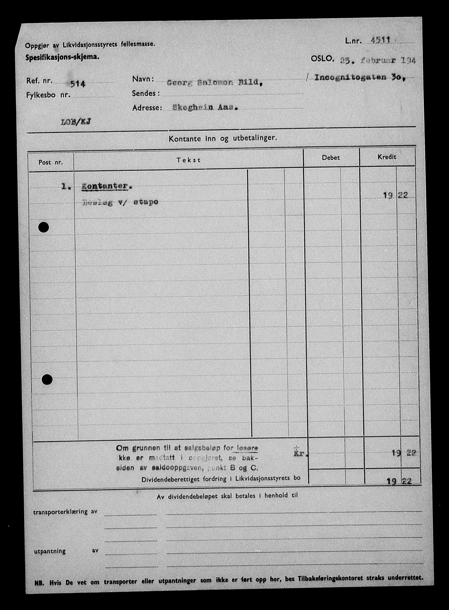 Justisdepartementet, Tilbakeføringskontoret for inndratte formuer, AV/RA-S-1564/H/Hc/Hcc/L0924: --, 1945-1947, p. 153