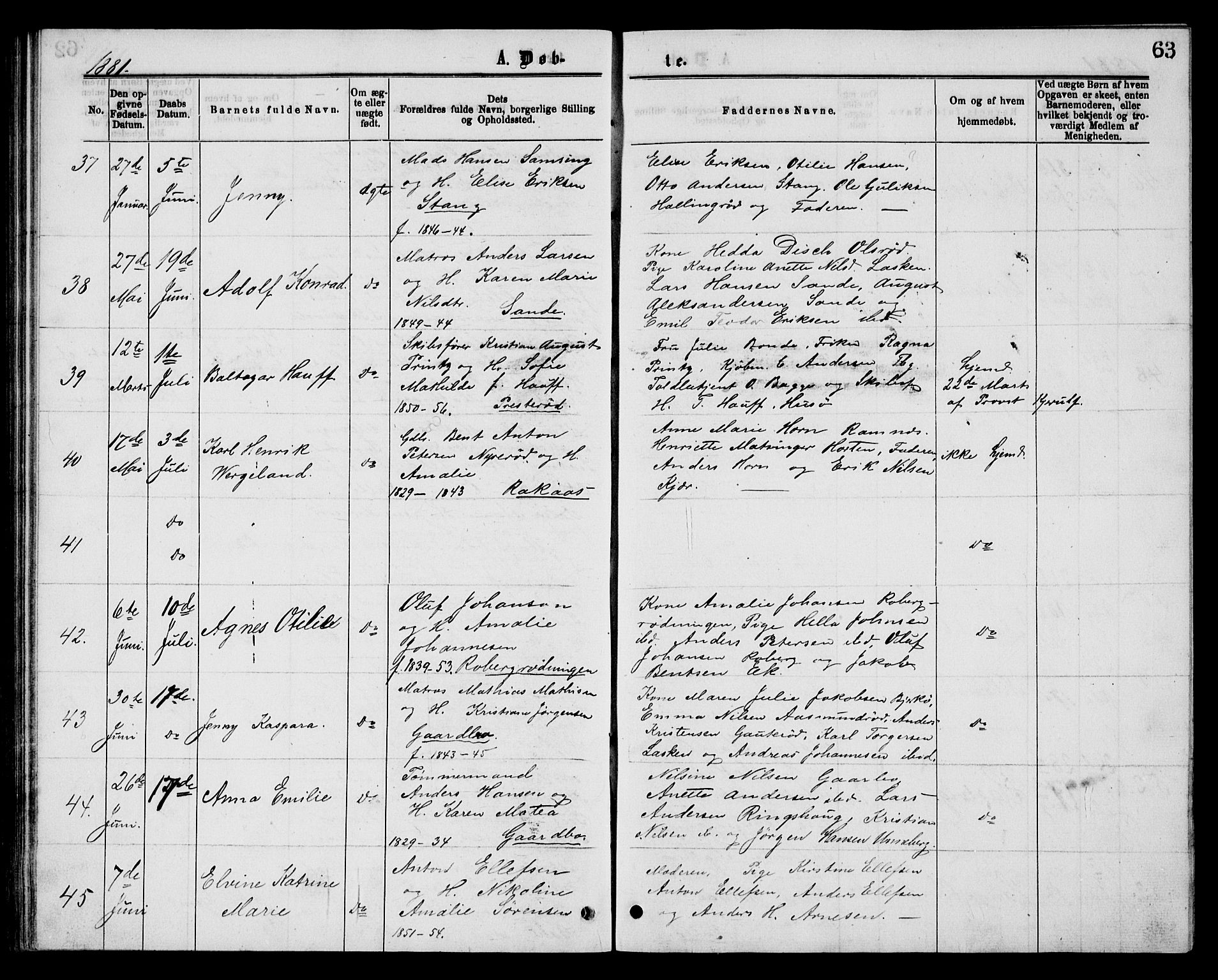 Sem kirkebøker, AV/SAKO-A-5/G/Gb/L0001: Parish register (copy) no. II 1, 1877-1885, p. 63
